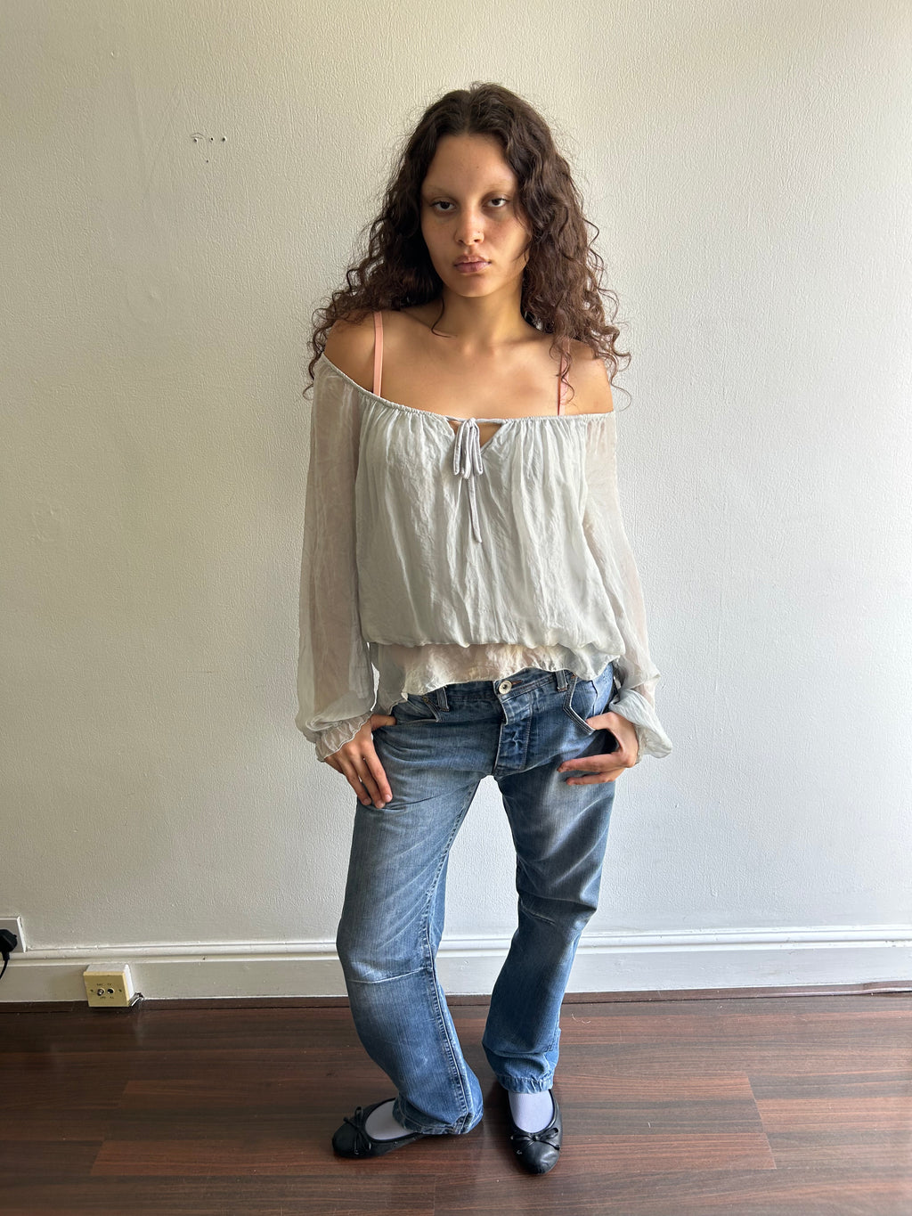 Grey Silk Top