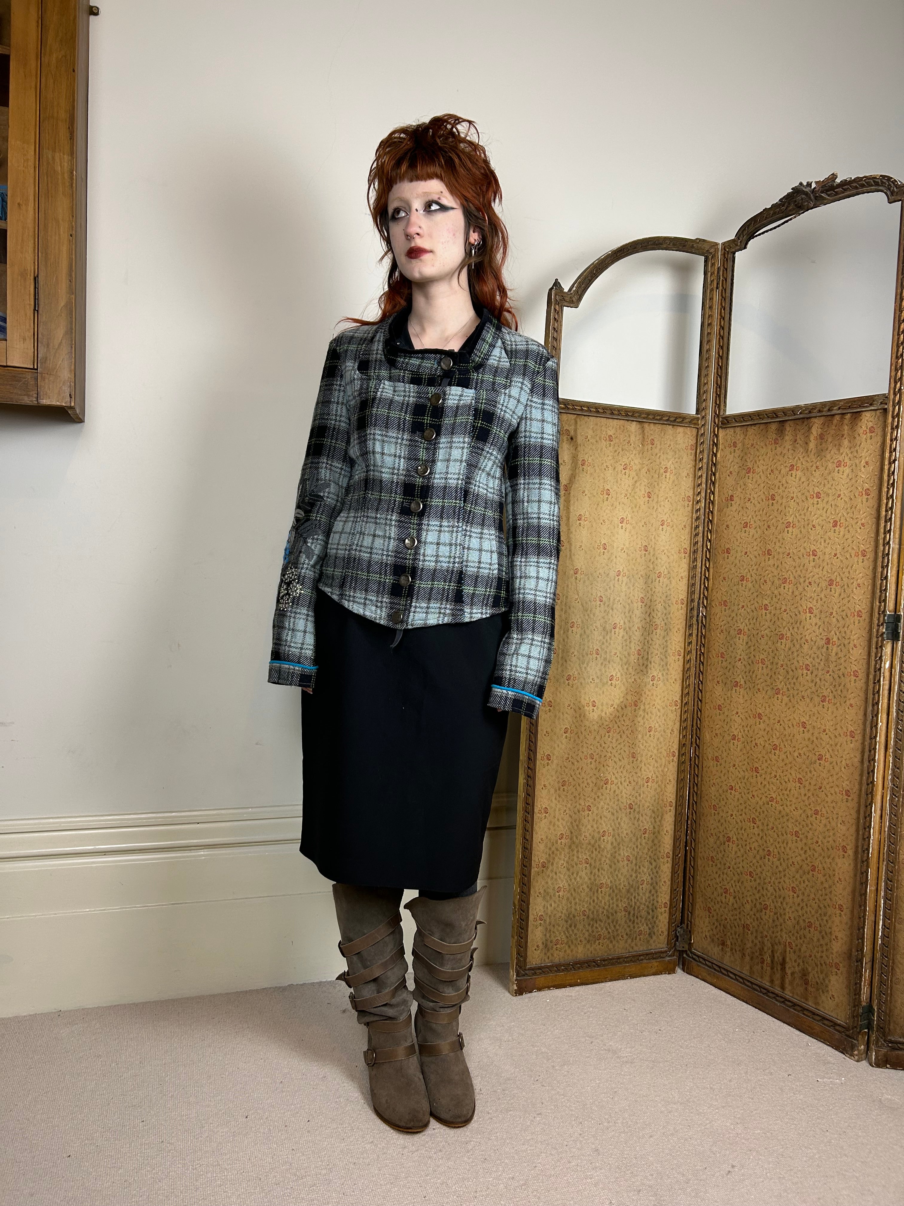 Marithe Francois girbaud blue tartan jacket