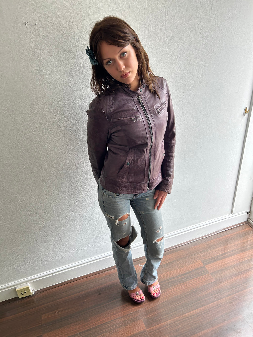 Grape Vintage Leather Jacket