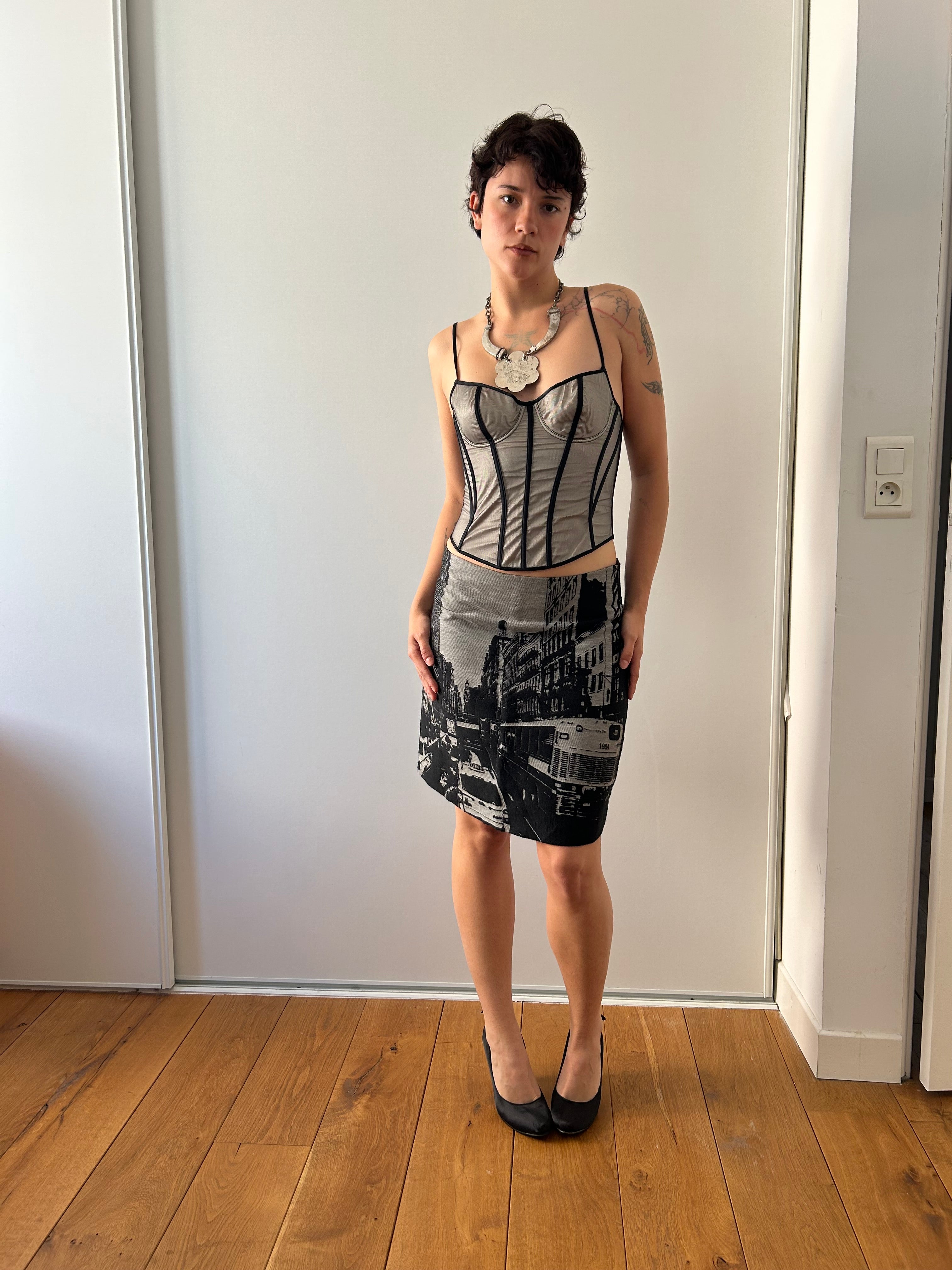 Vintage Black and grey Corset