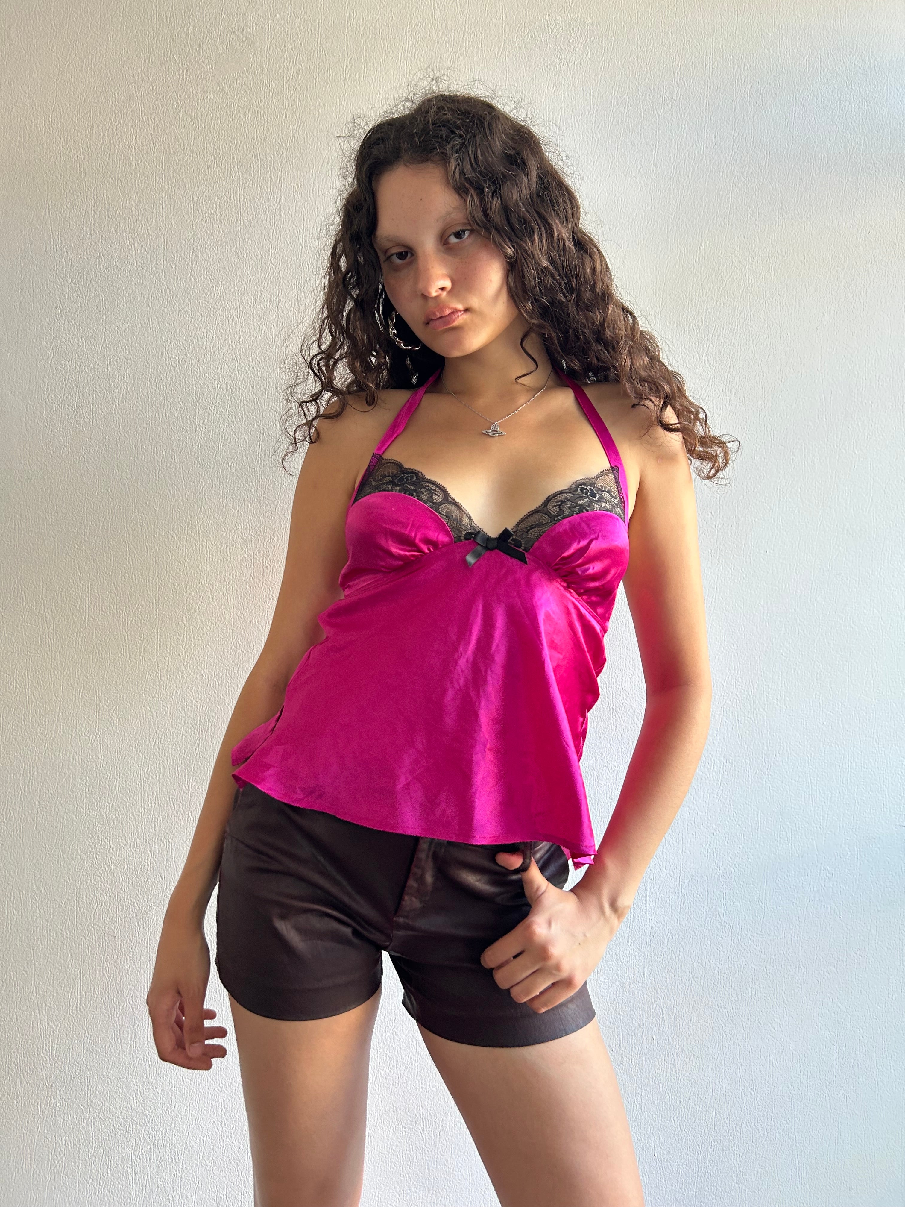 Hot Pink Lingerie Halter Top