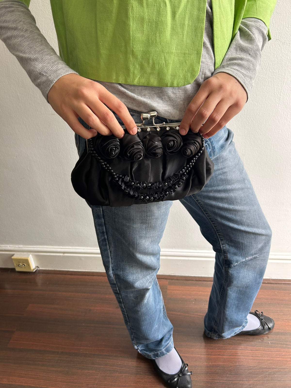 Beaded Black Clutch Bag