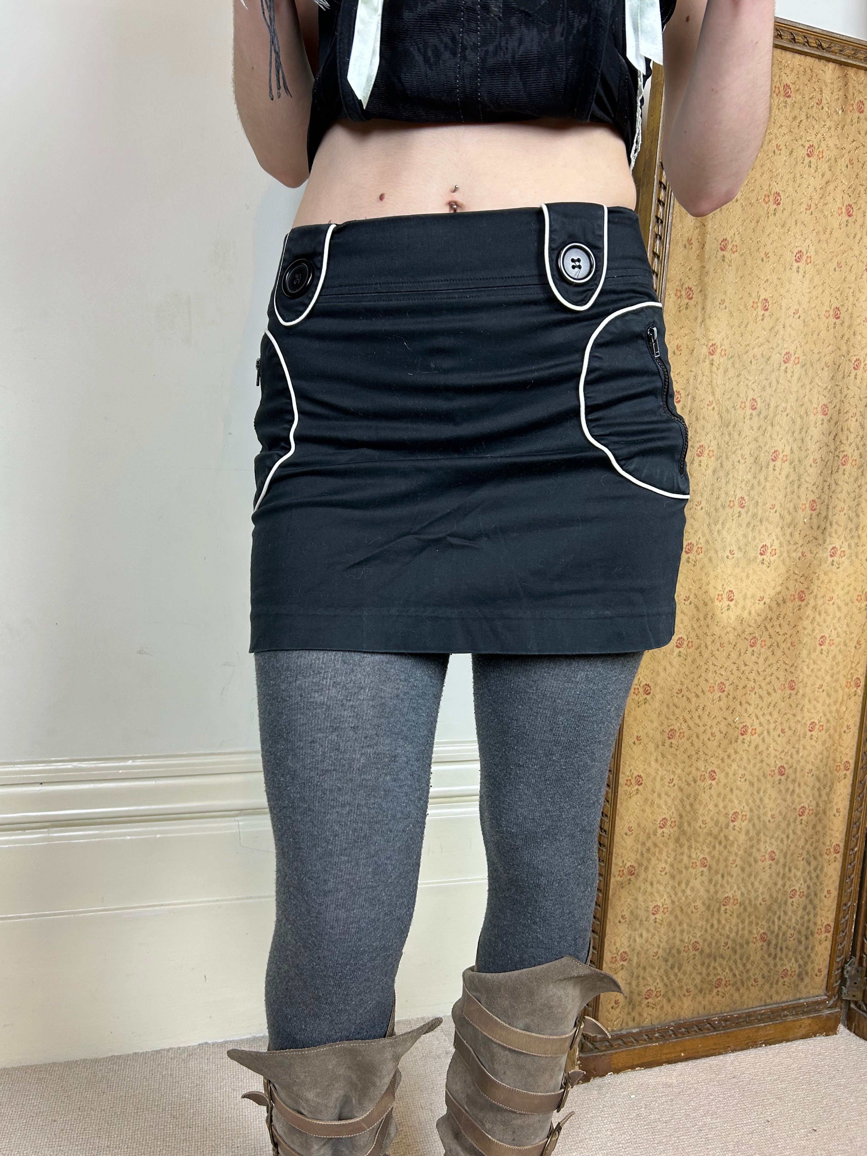 Black and white mini skirt