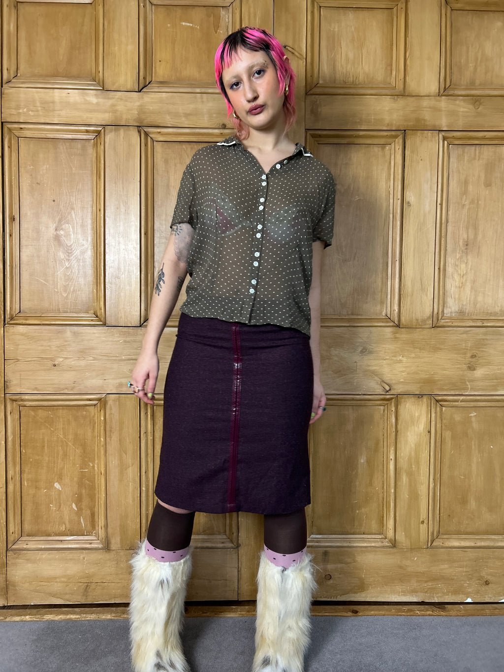 Burgundy Midi Skirt
