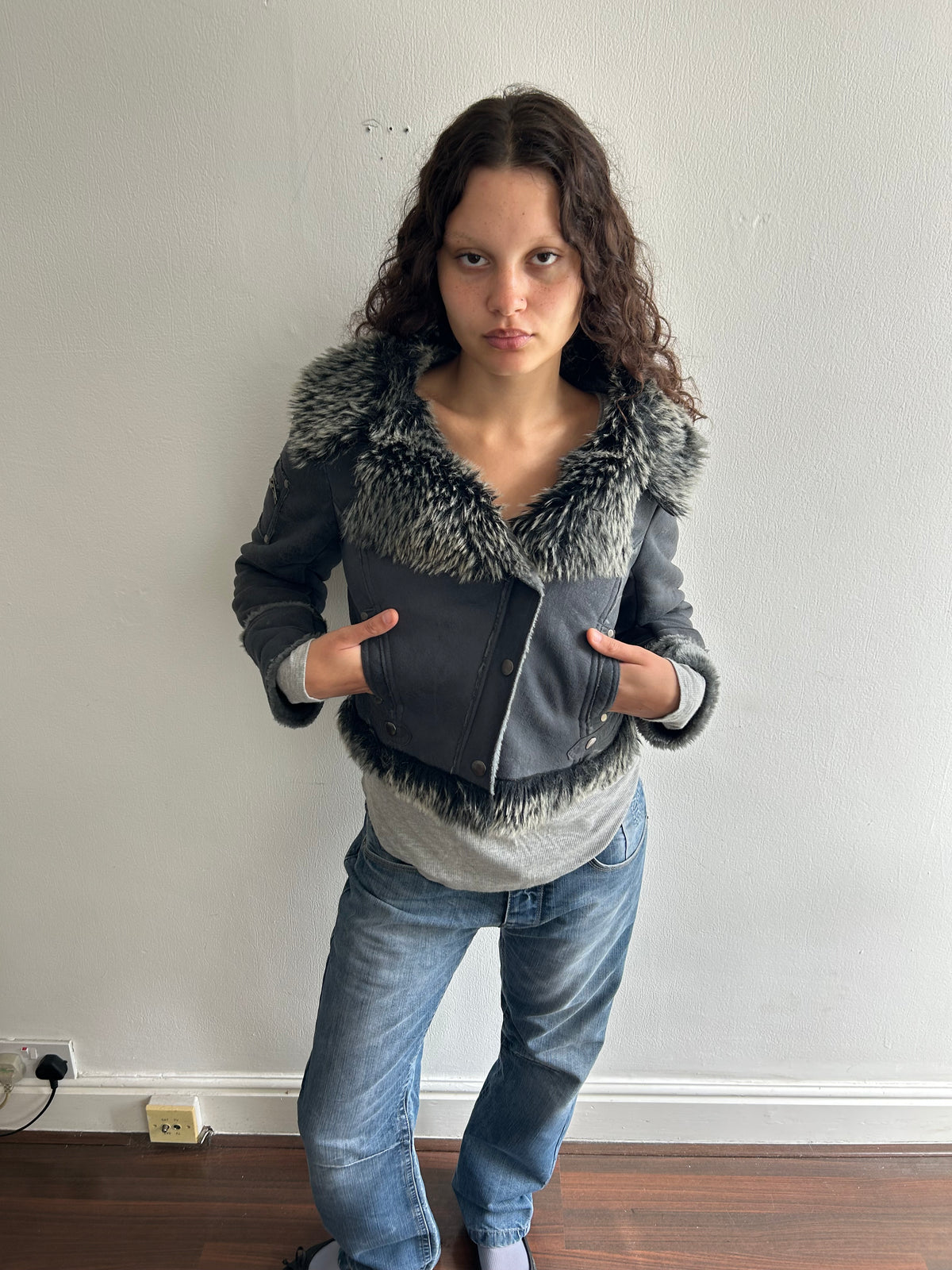 Powder Blue Fur Coat