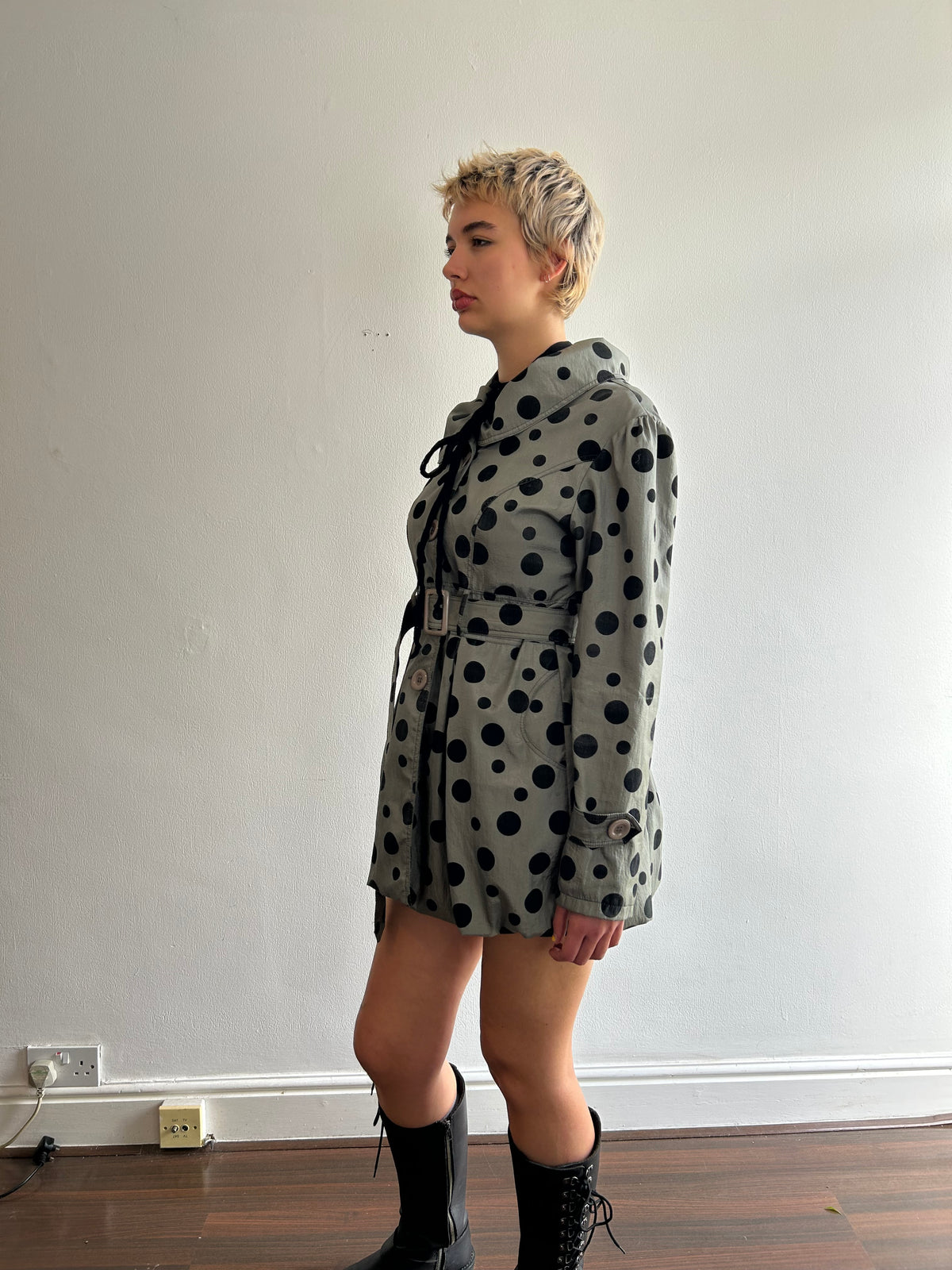 Polka dot bubble coat