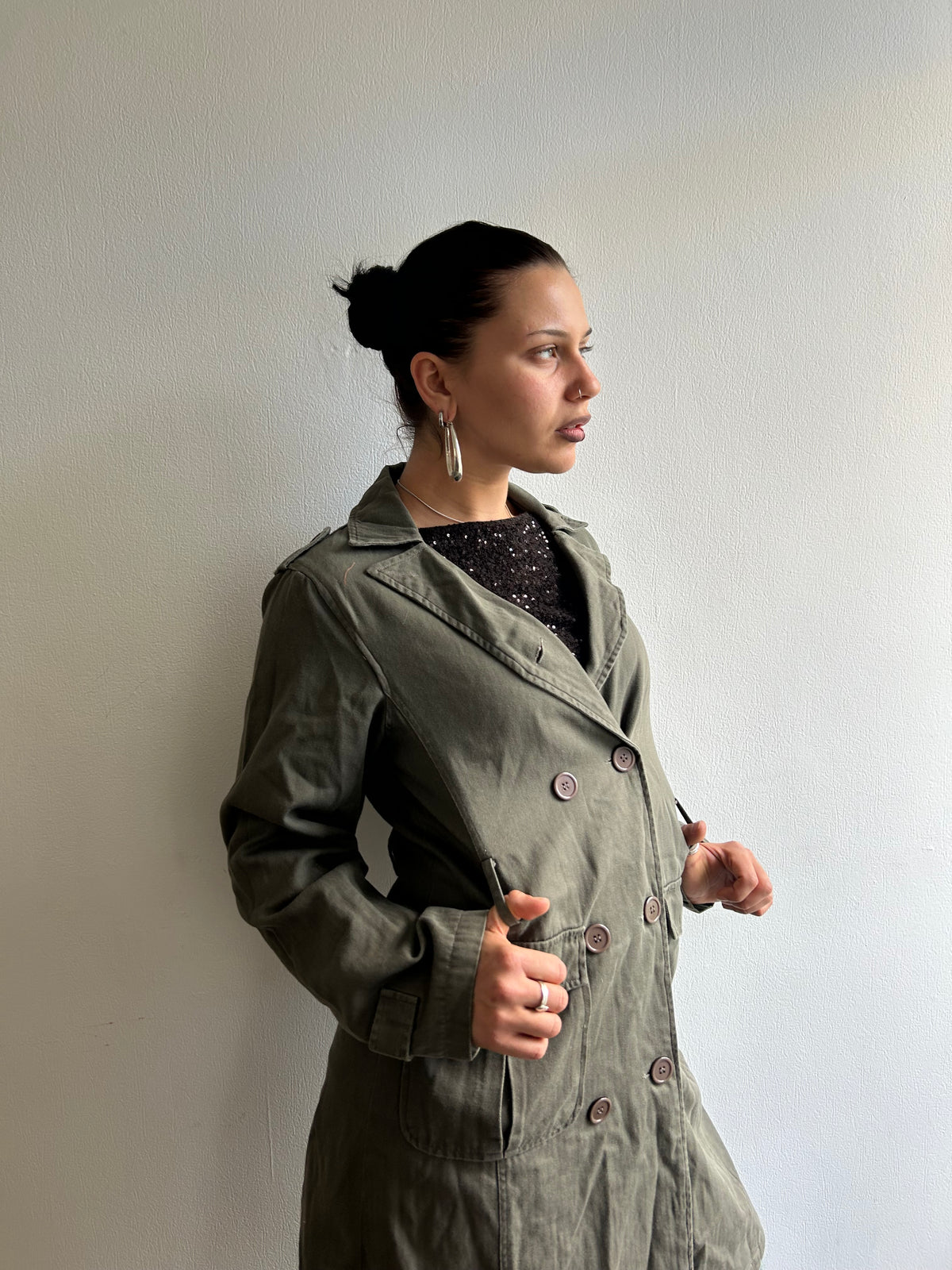 Khaki Cotton Trench Coat