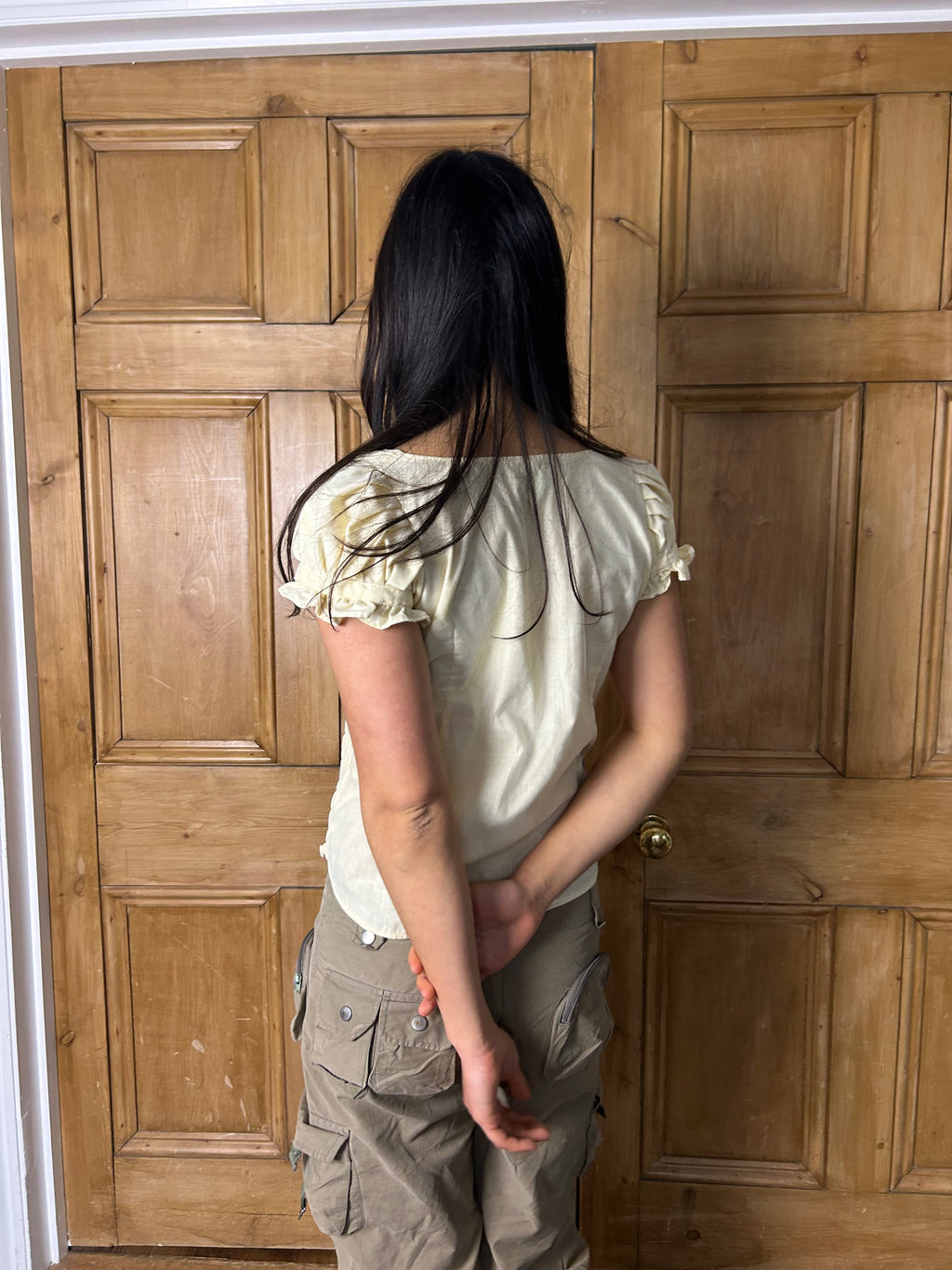 Buttery yellow milkmaid tie top