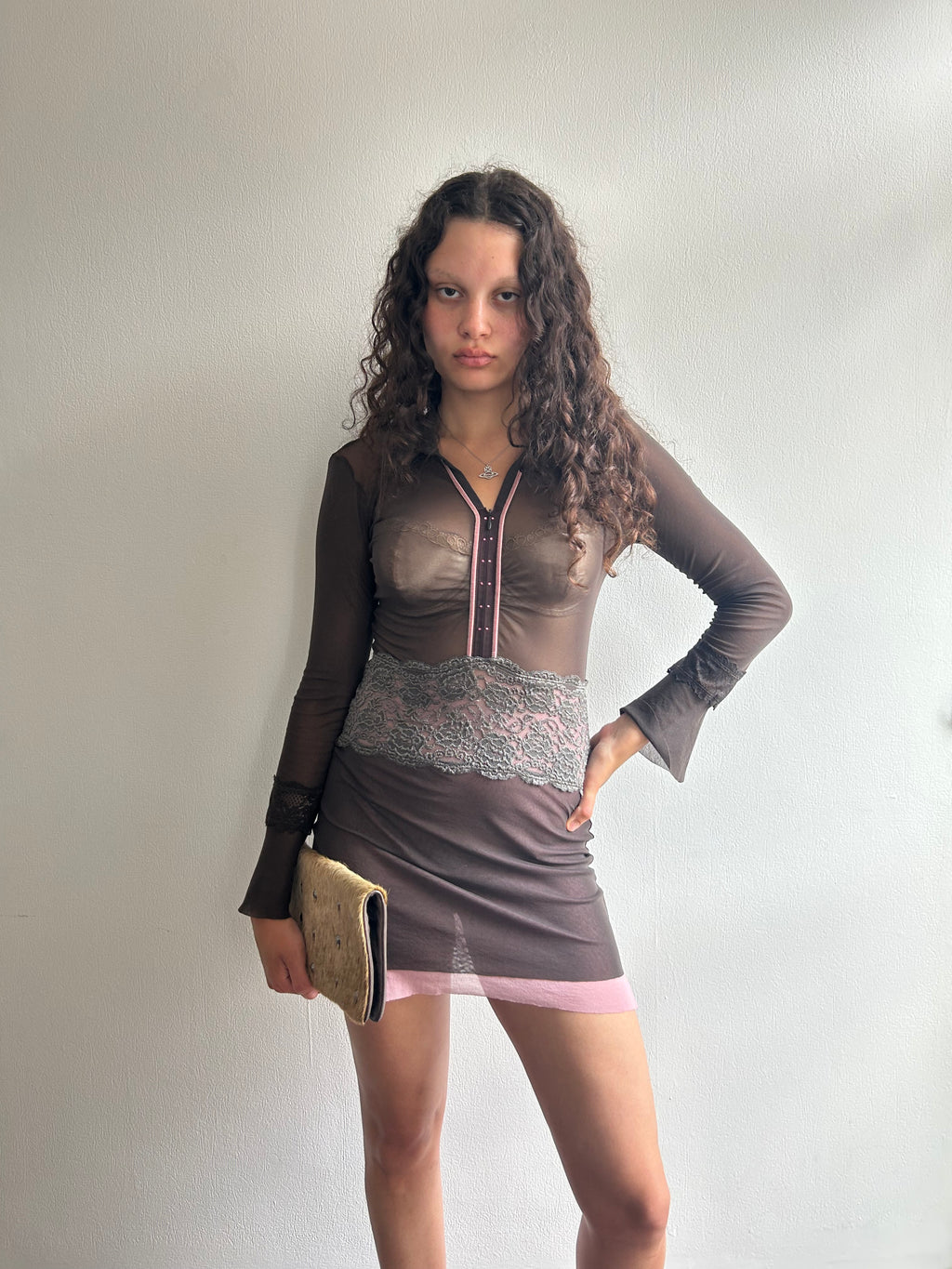 Y2K Layered Mesh Mini Dress