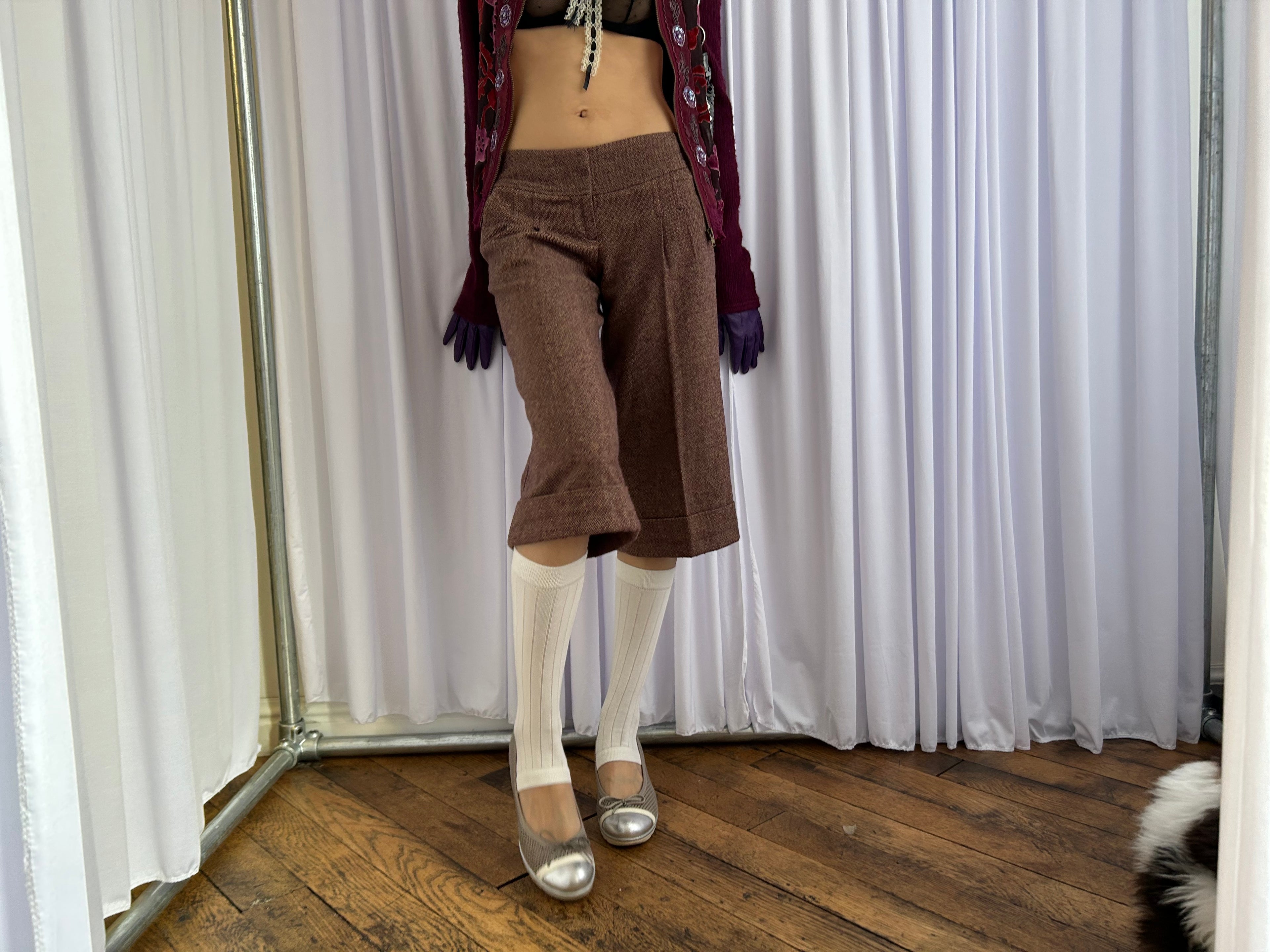 Pink Tweed Cropped Trousers