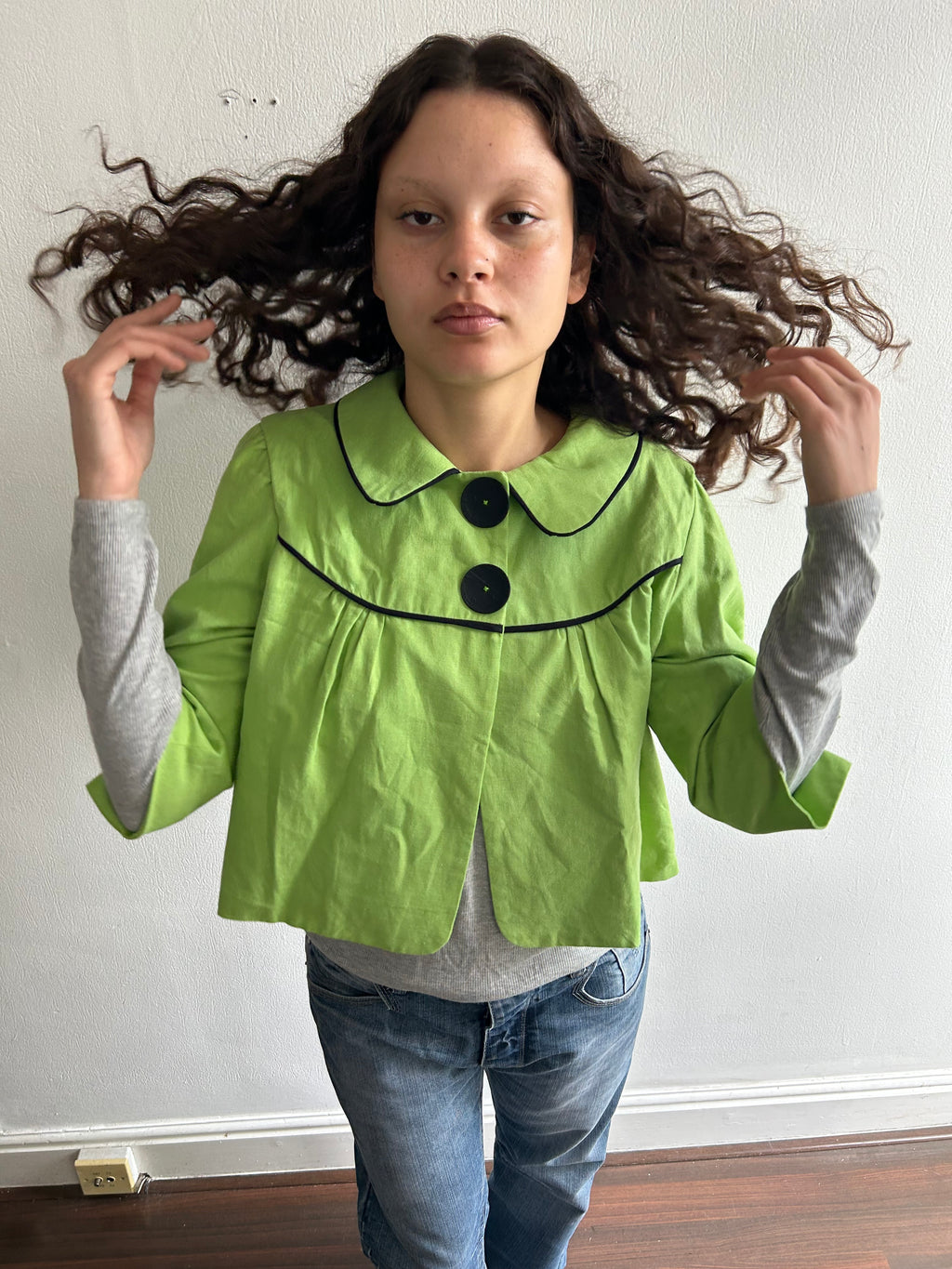 Lime Green Cropped Peacoat