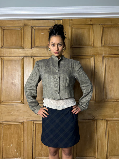 90s cropped shoulder pad jacket