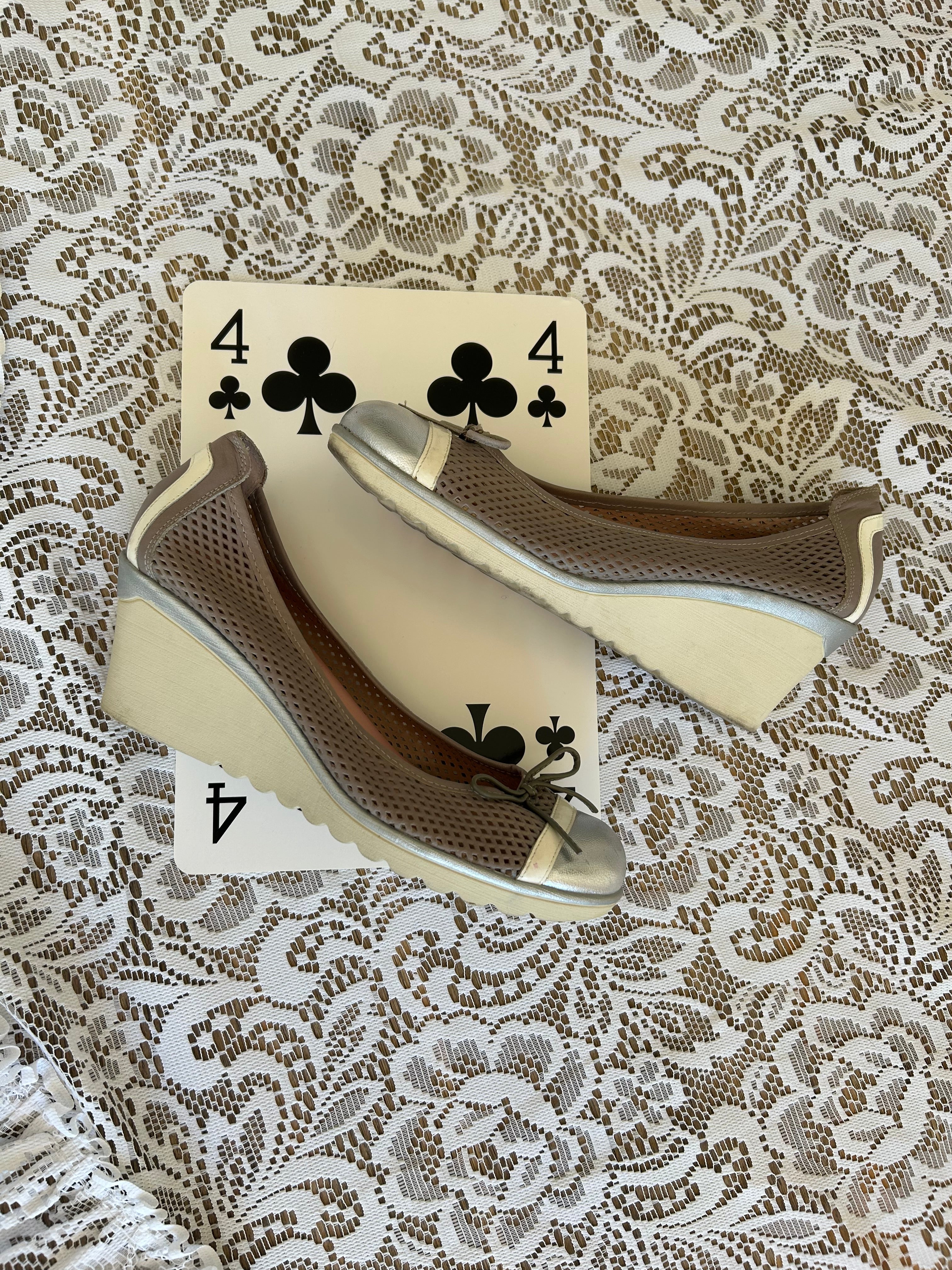 Silver Sporty Y2k Wedge Heels
