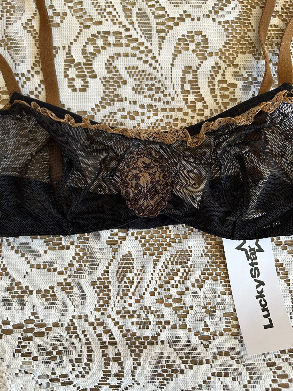 Vintage black and Brown Mesh Bra