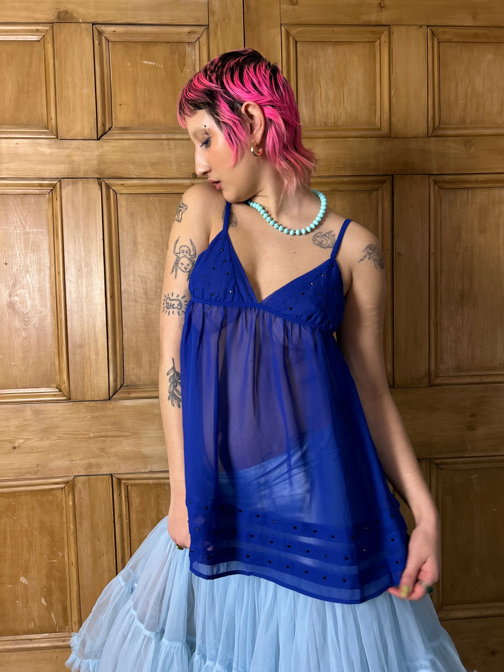 Blue lingerie top