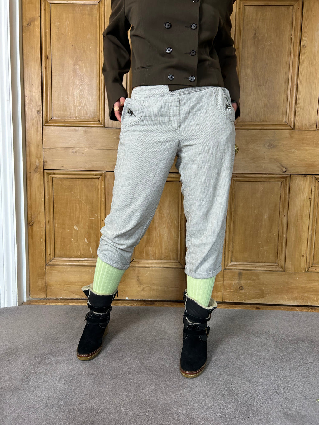 Cropped Pinstripe Trousers