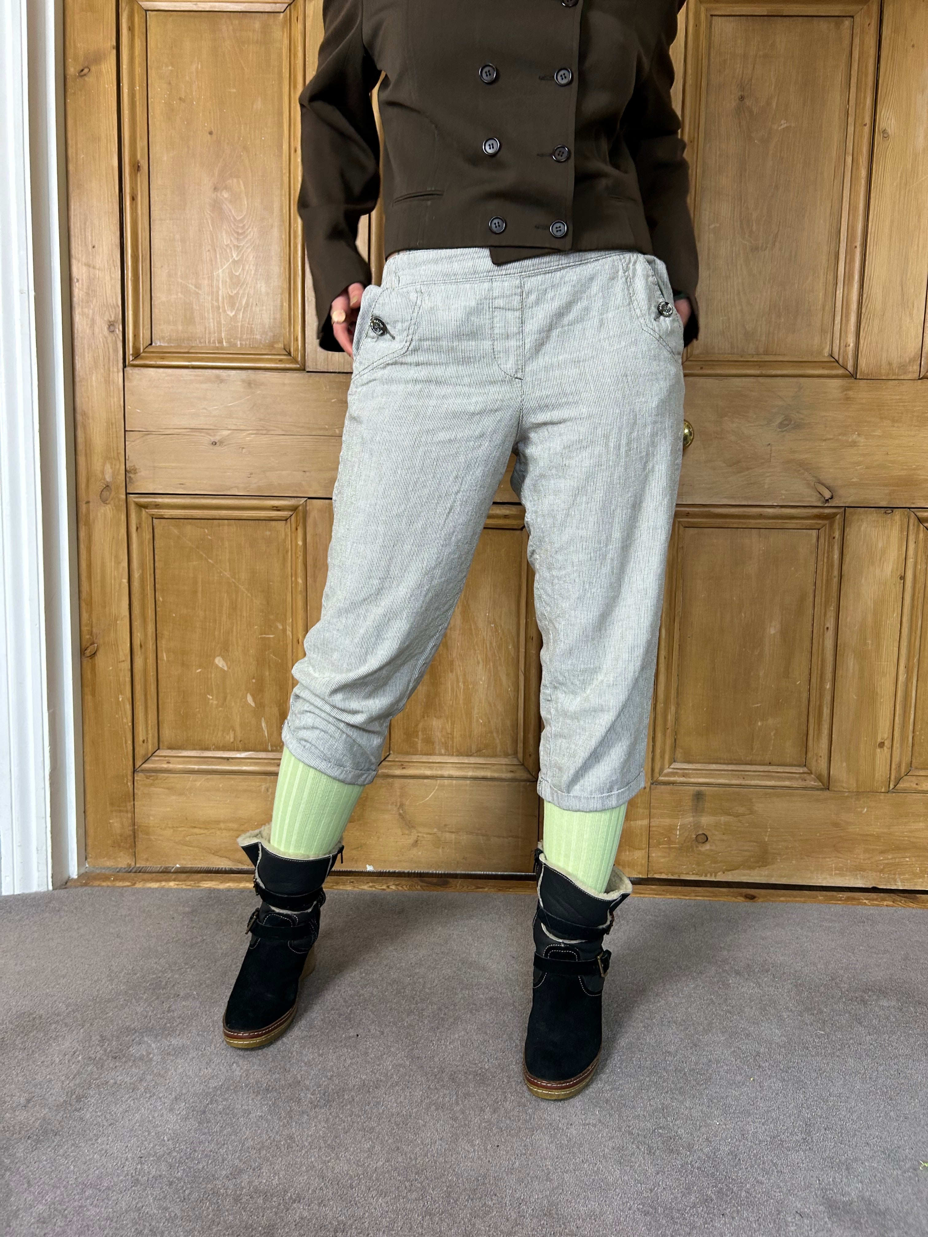 Cropped Pinstripe Trousers