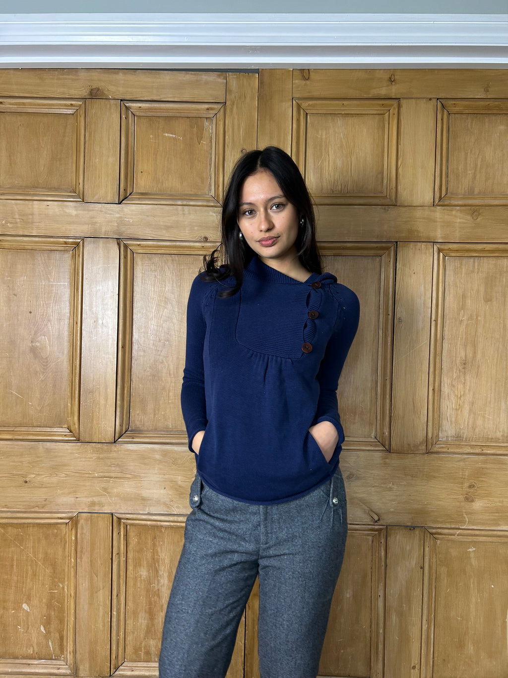 Navy knit hoodie