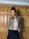 90s cropped shoulder pad jacket