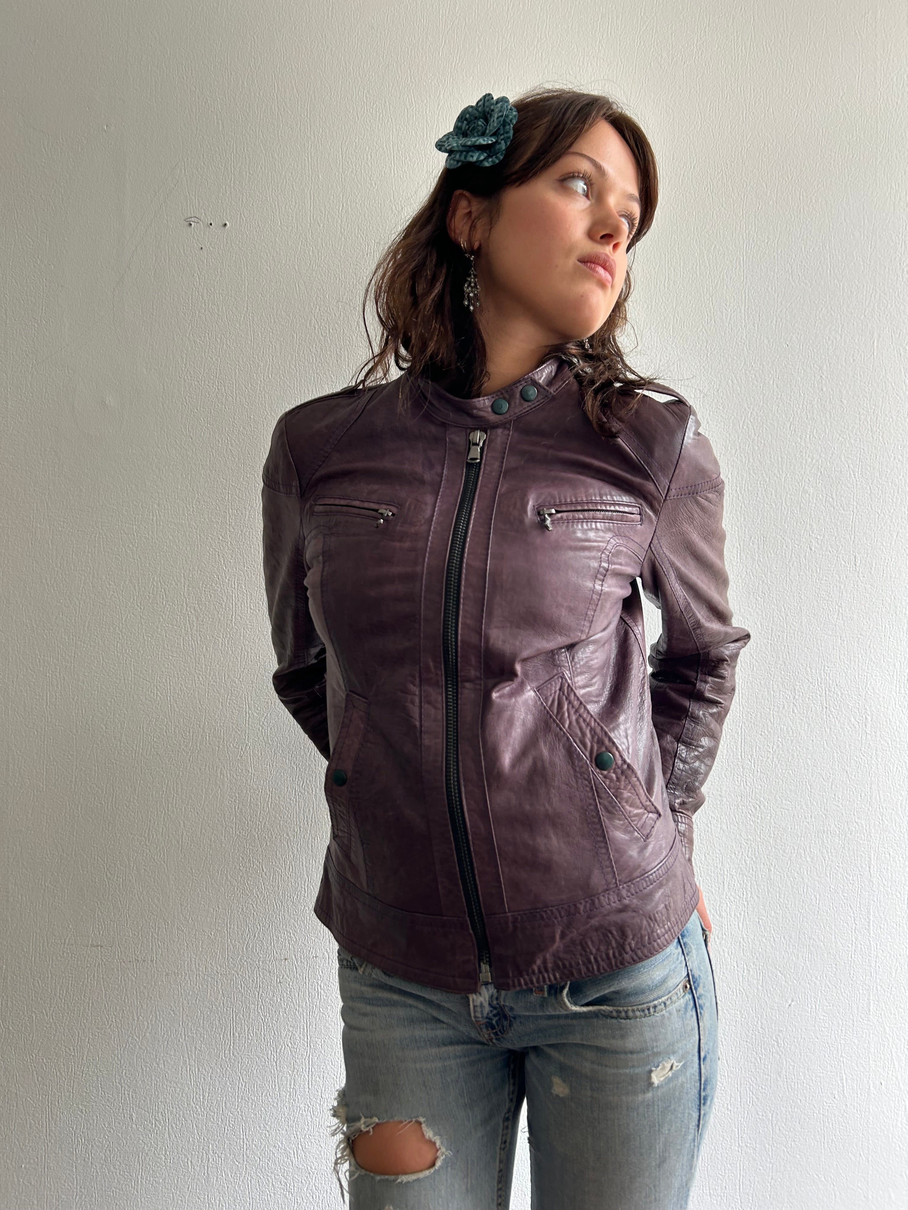 Grape Vintage Leather Jacket