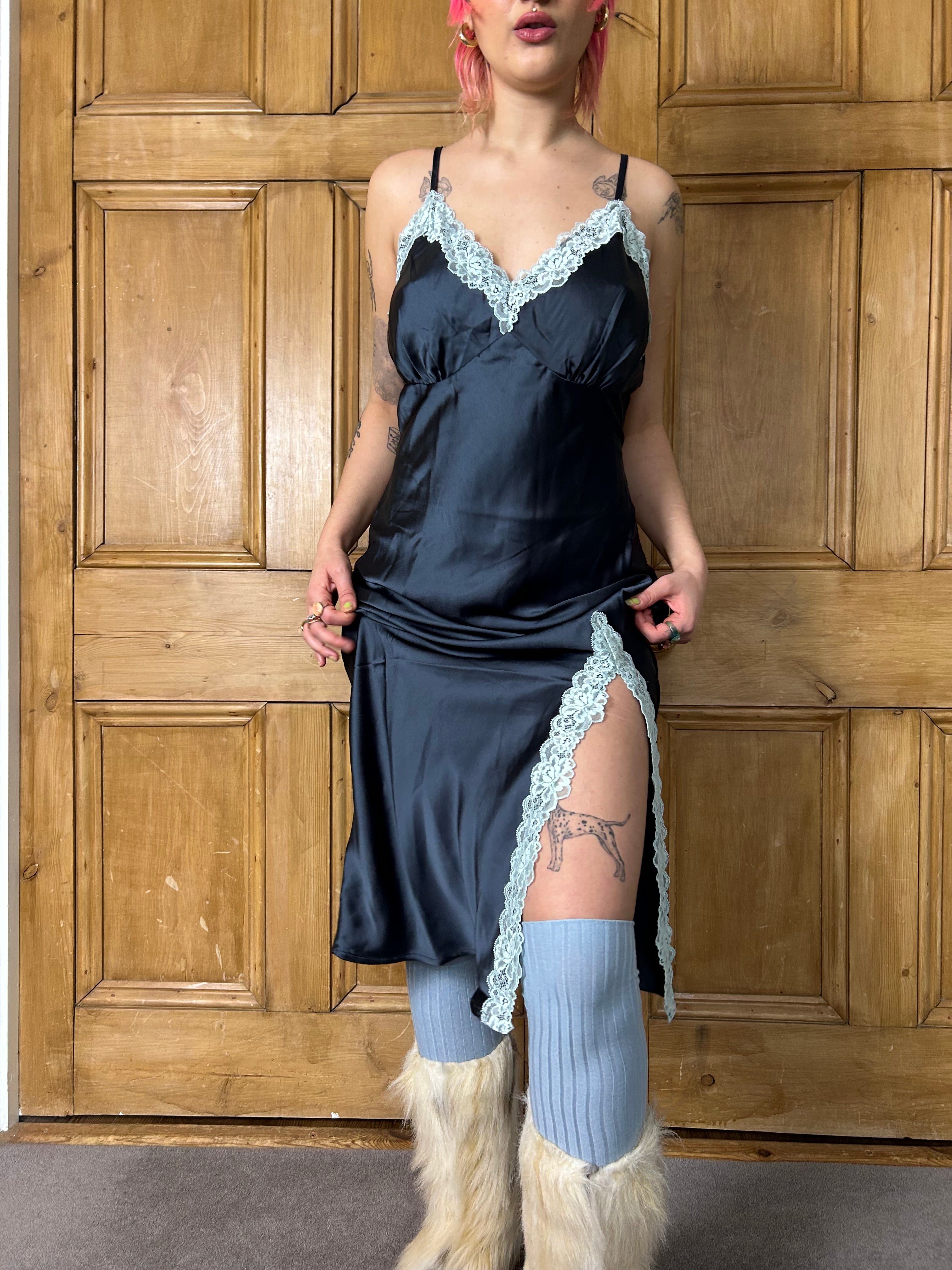 Blue Lace Slip Dress