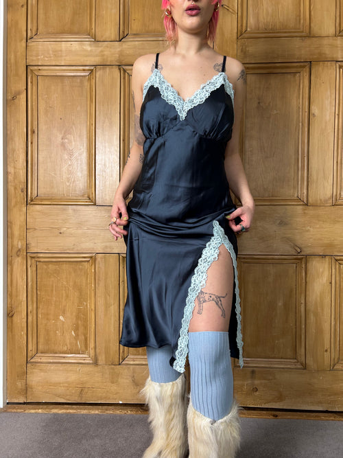 Blue Lace Slip Dress