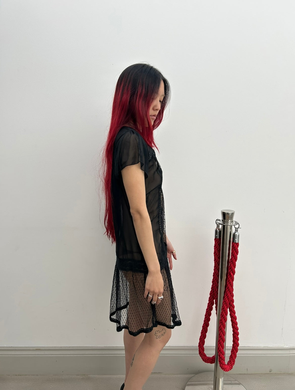 Black Sheer Drop Waist Dress