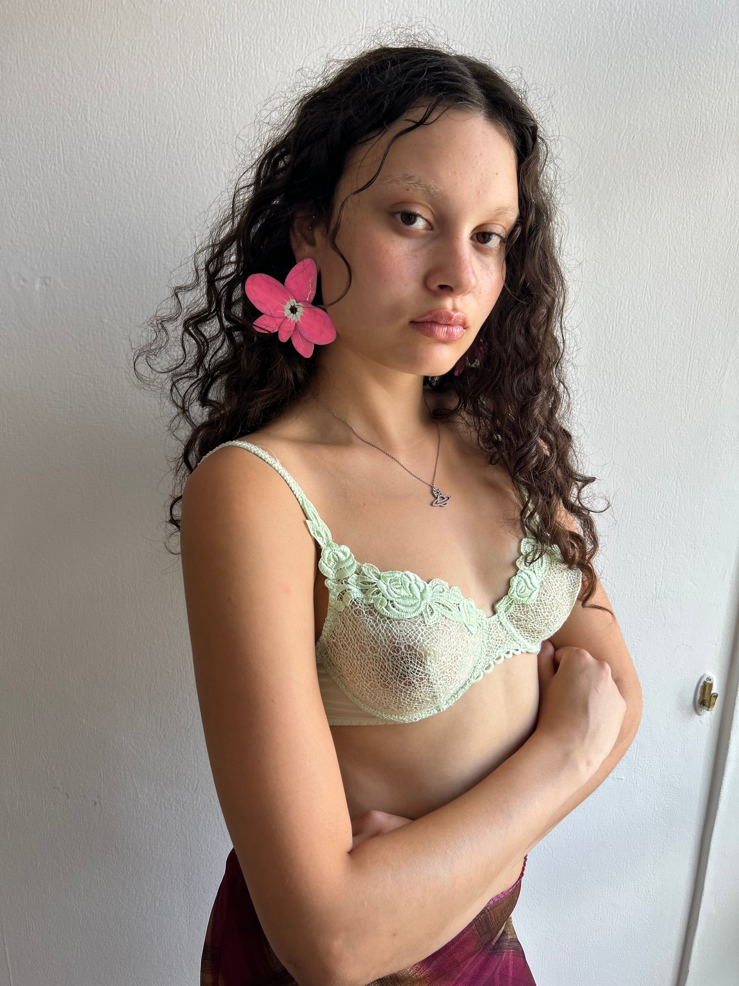 Vintage Mint Green Lace Bra