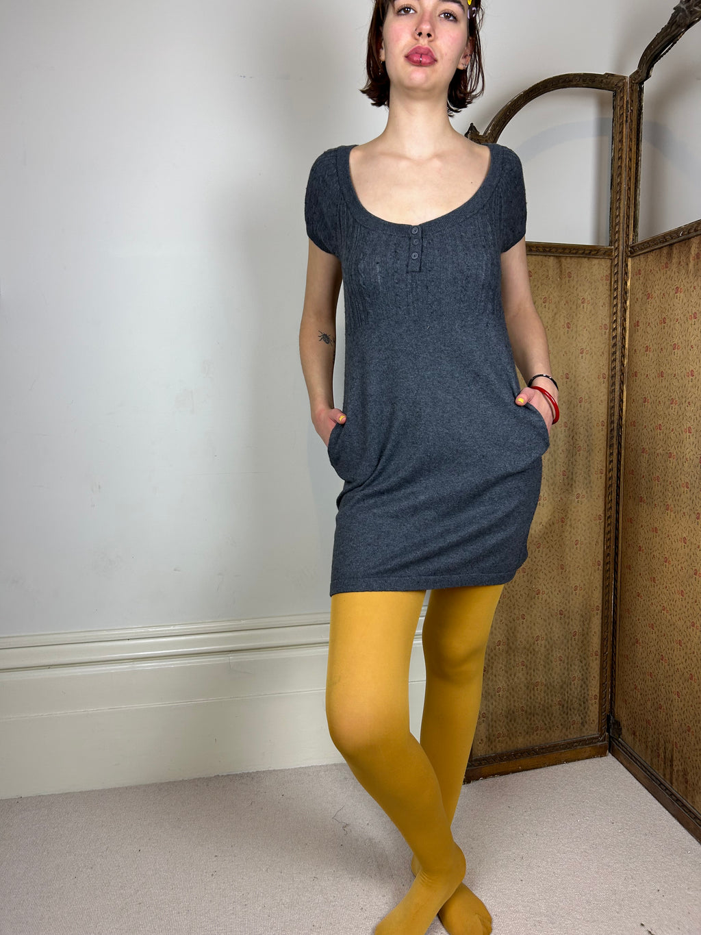 Grey cableknit dress