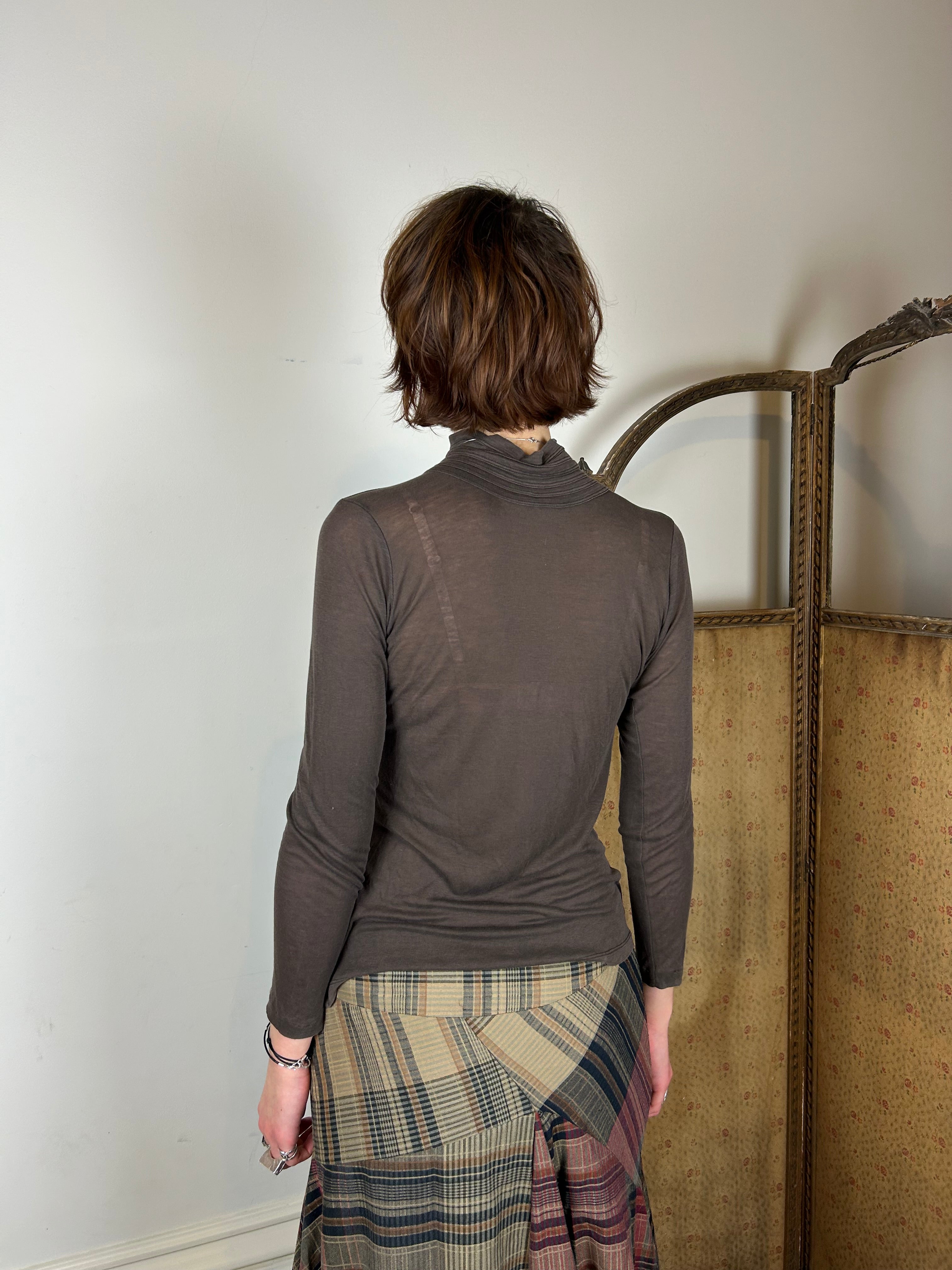 Brown cop copine mesh top