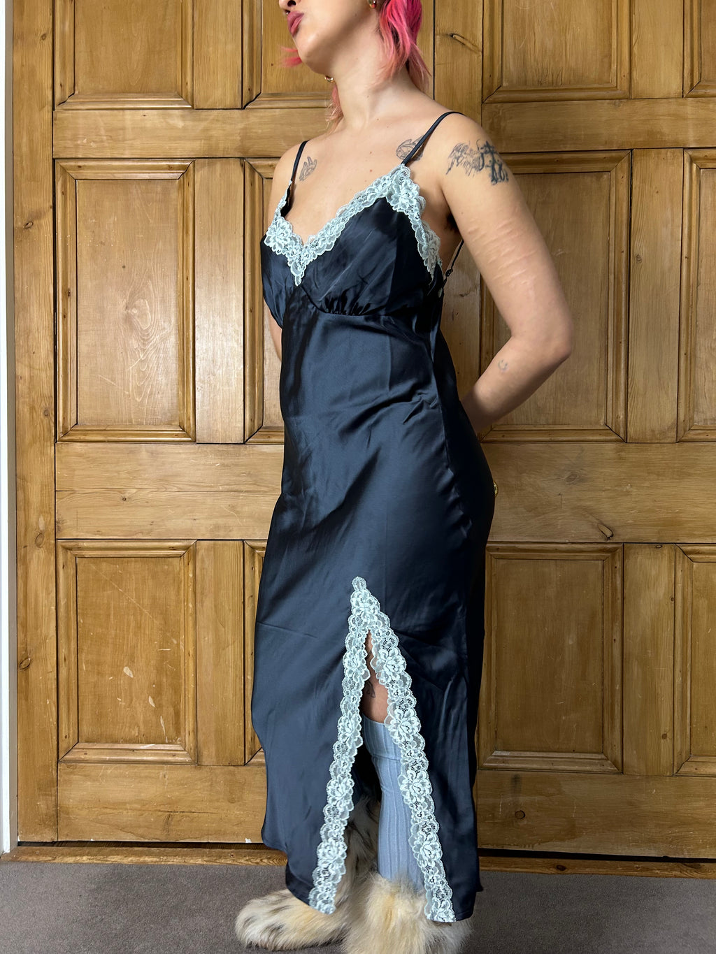 Blue Lace Slip Dress