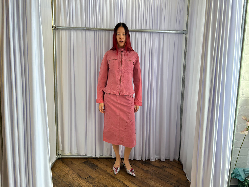 Pink Two Piece Skirt Suit