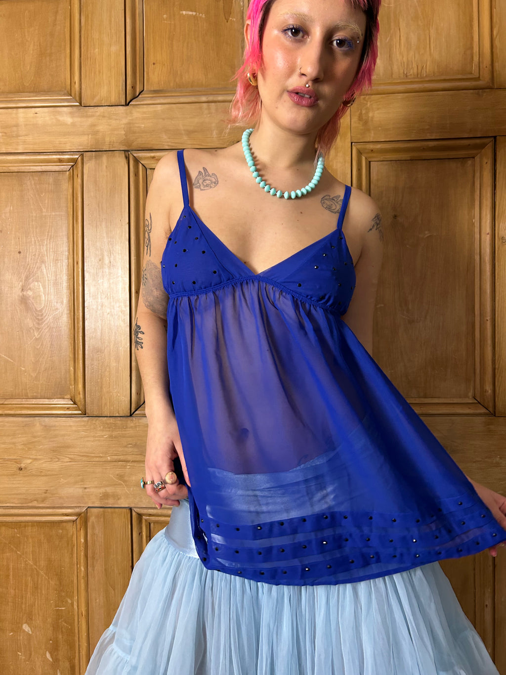 Blue lingerie top
