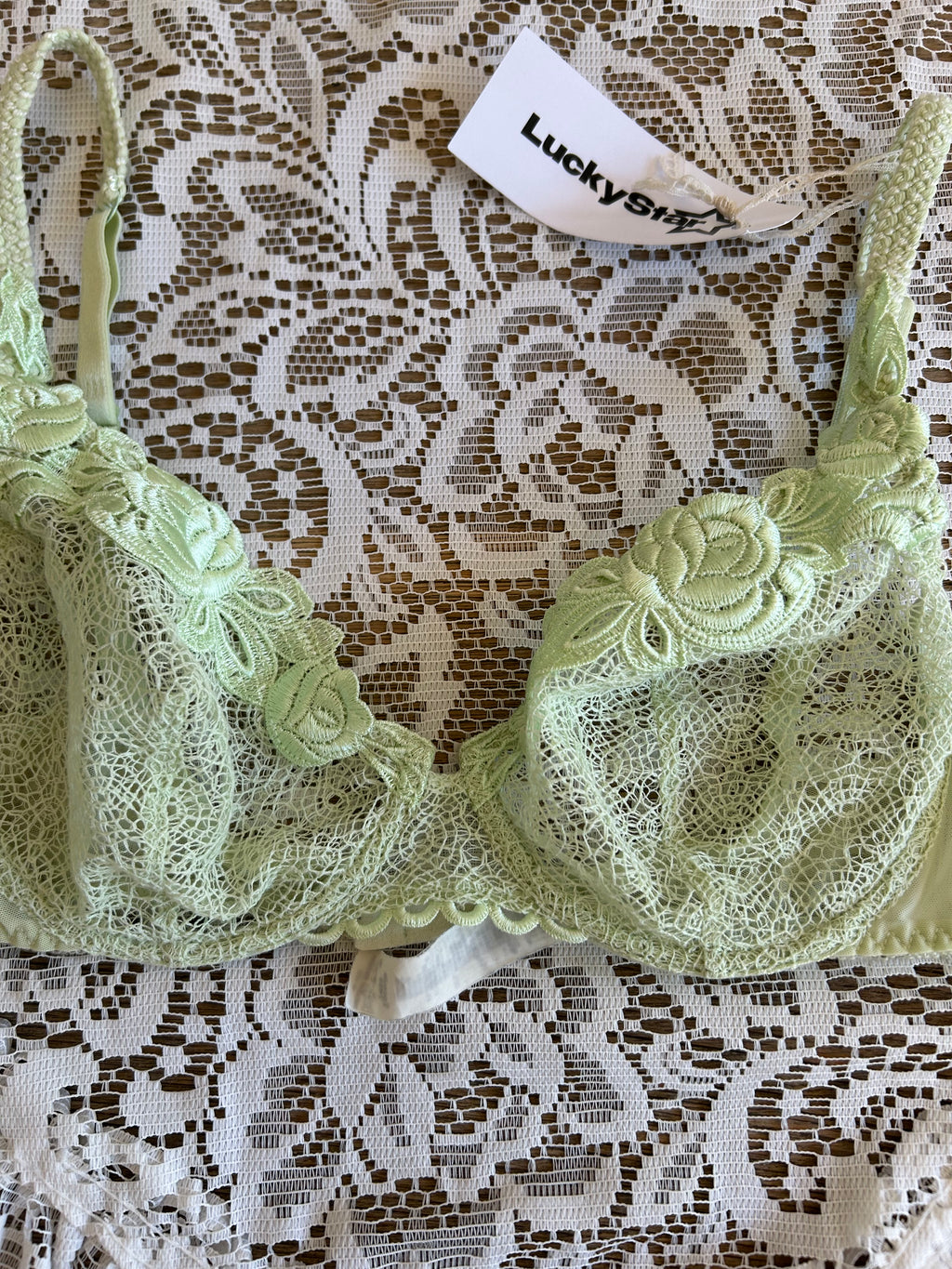 Vintage Mint Green Lace Bra