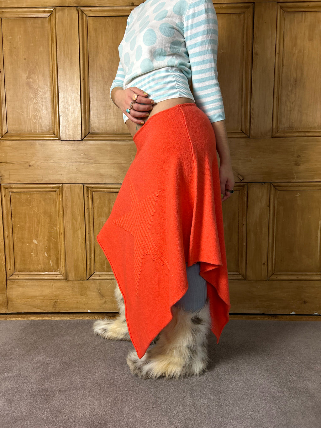 Coral Asymmetrical Star Skirt
