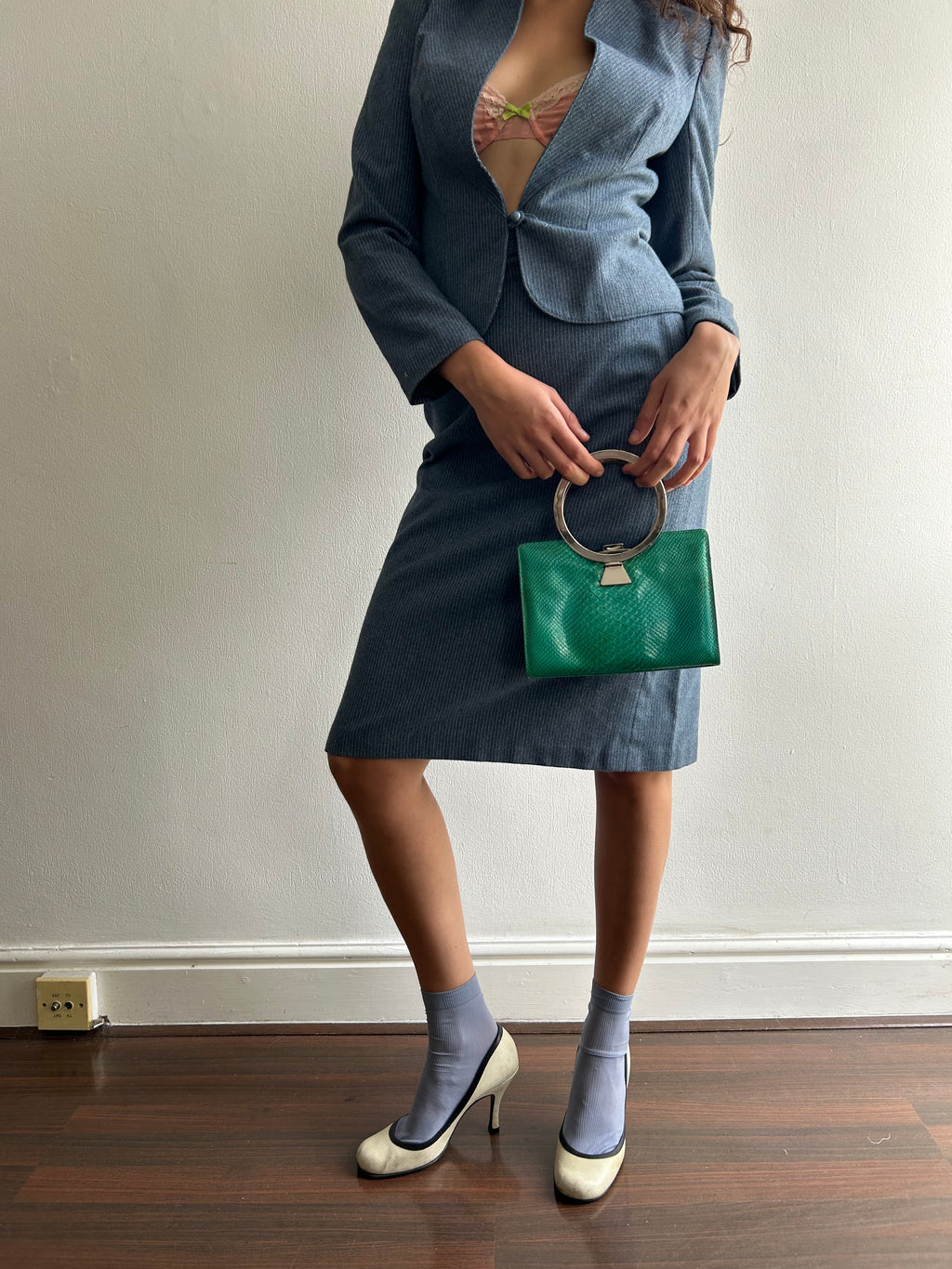 Vintage Teal Leather Bag