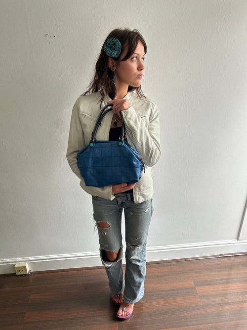Blue Leather Handbag