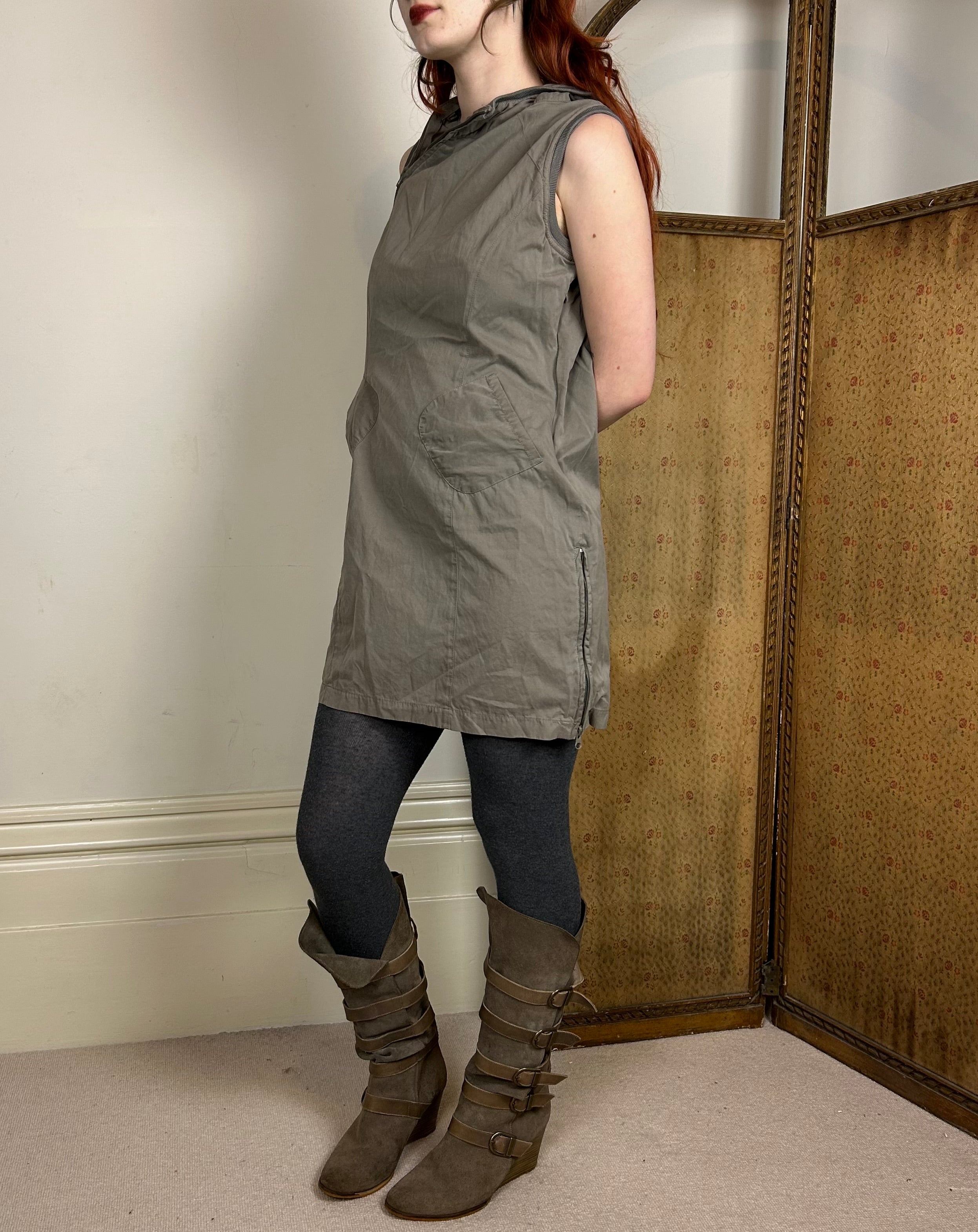 Taupe hooded dress
