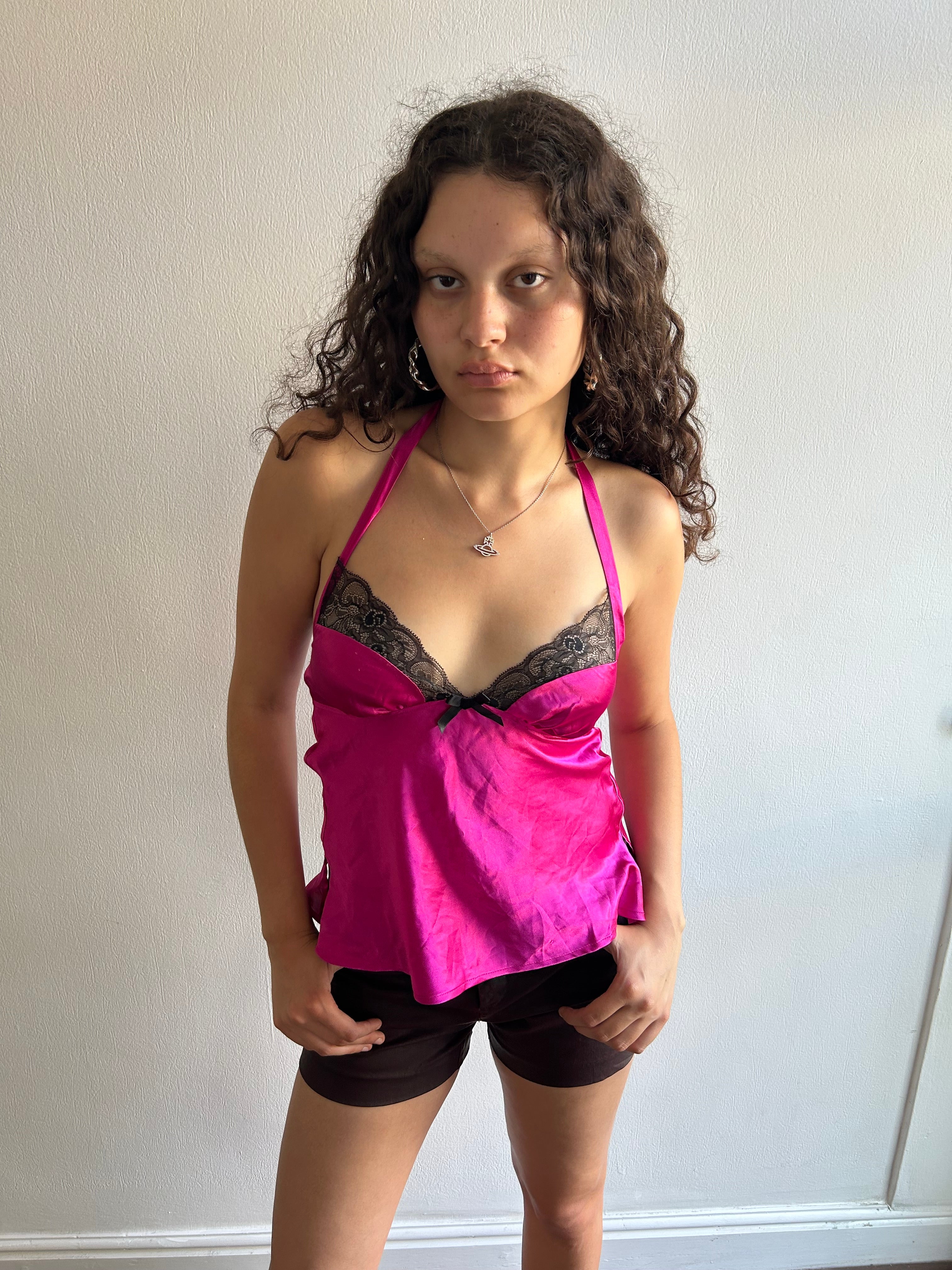 Hot Pink Lingerie Halter Top