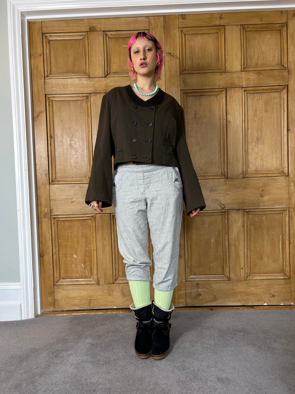 Cropped Pinstripe Trousers
