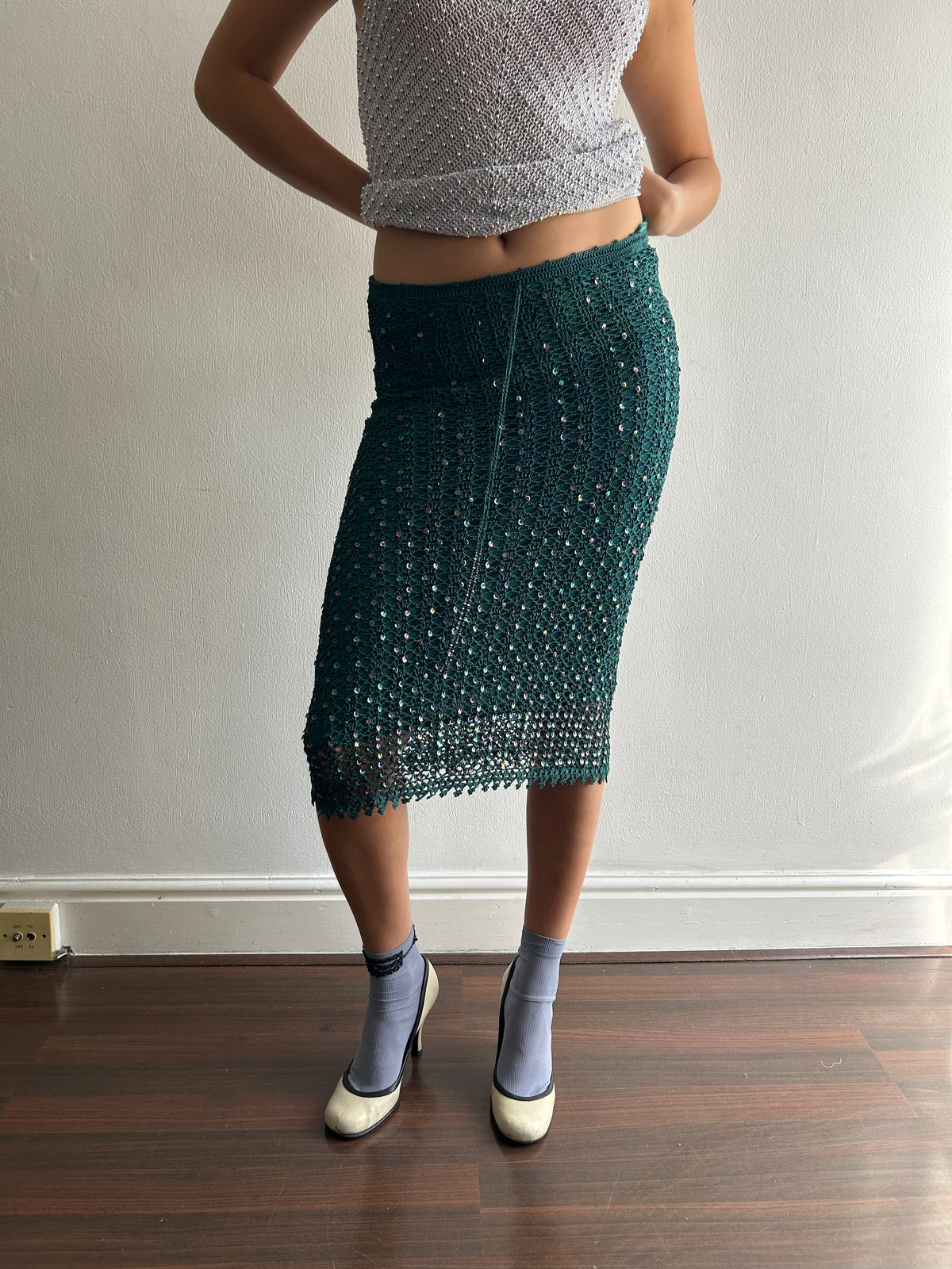 Y2K Green Sequin Dress/Skirt