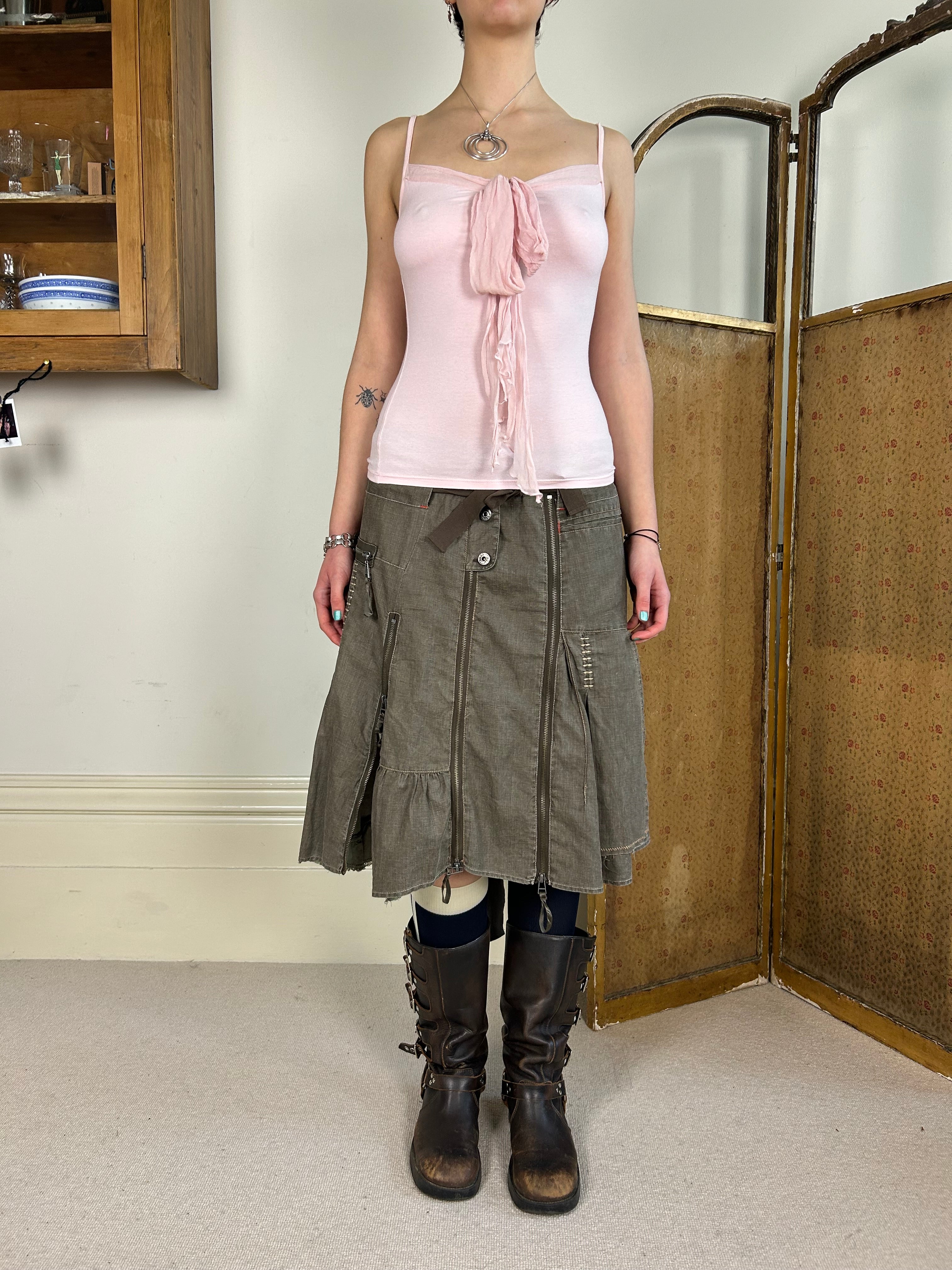 Brown vintage utility skirt