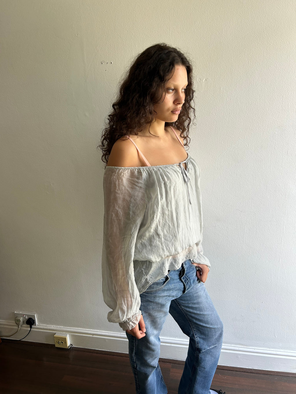 Grey Silk Top