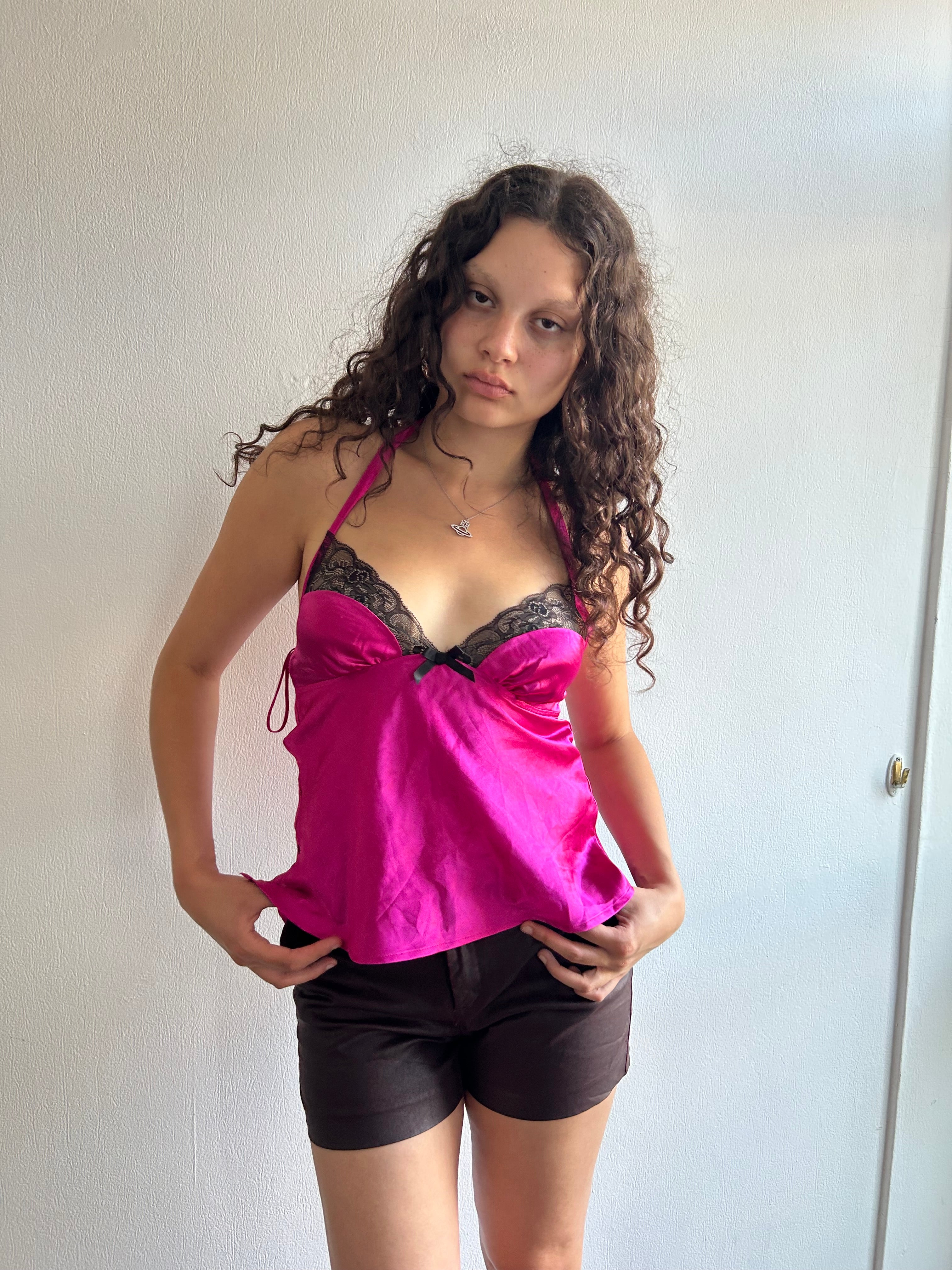 Hot Pink Lingerie Halter Top