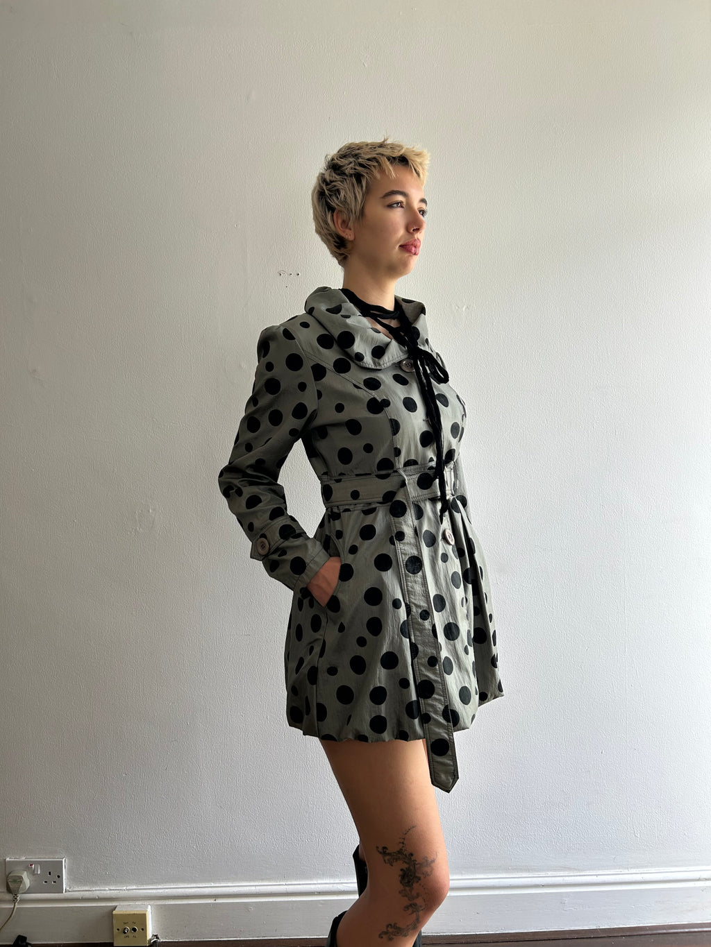 Polka dot bubble coat