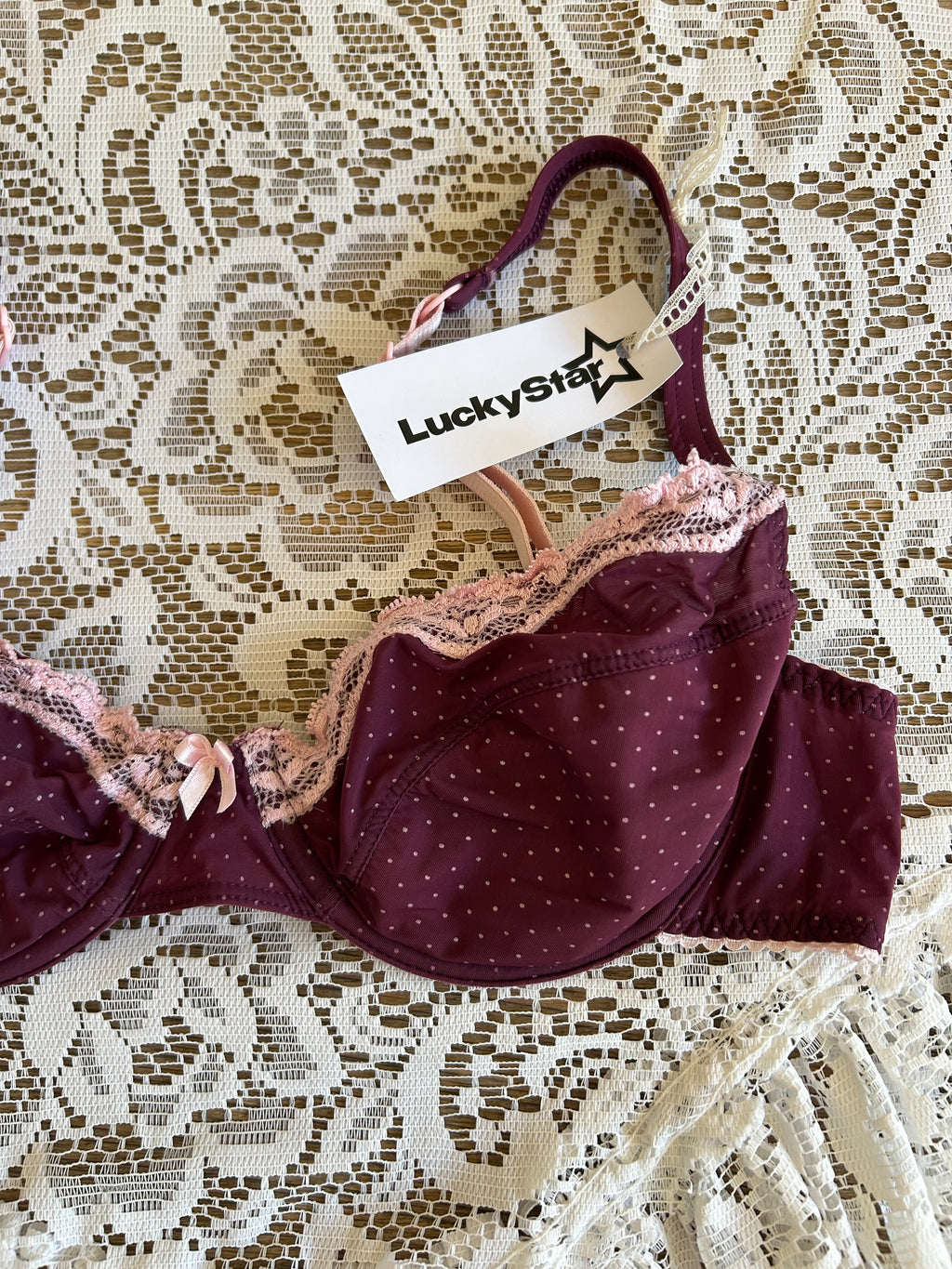 Two Tone Purple and Pink Polka Dot Bra