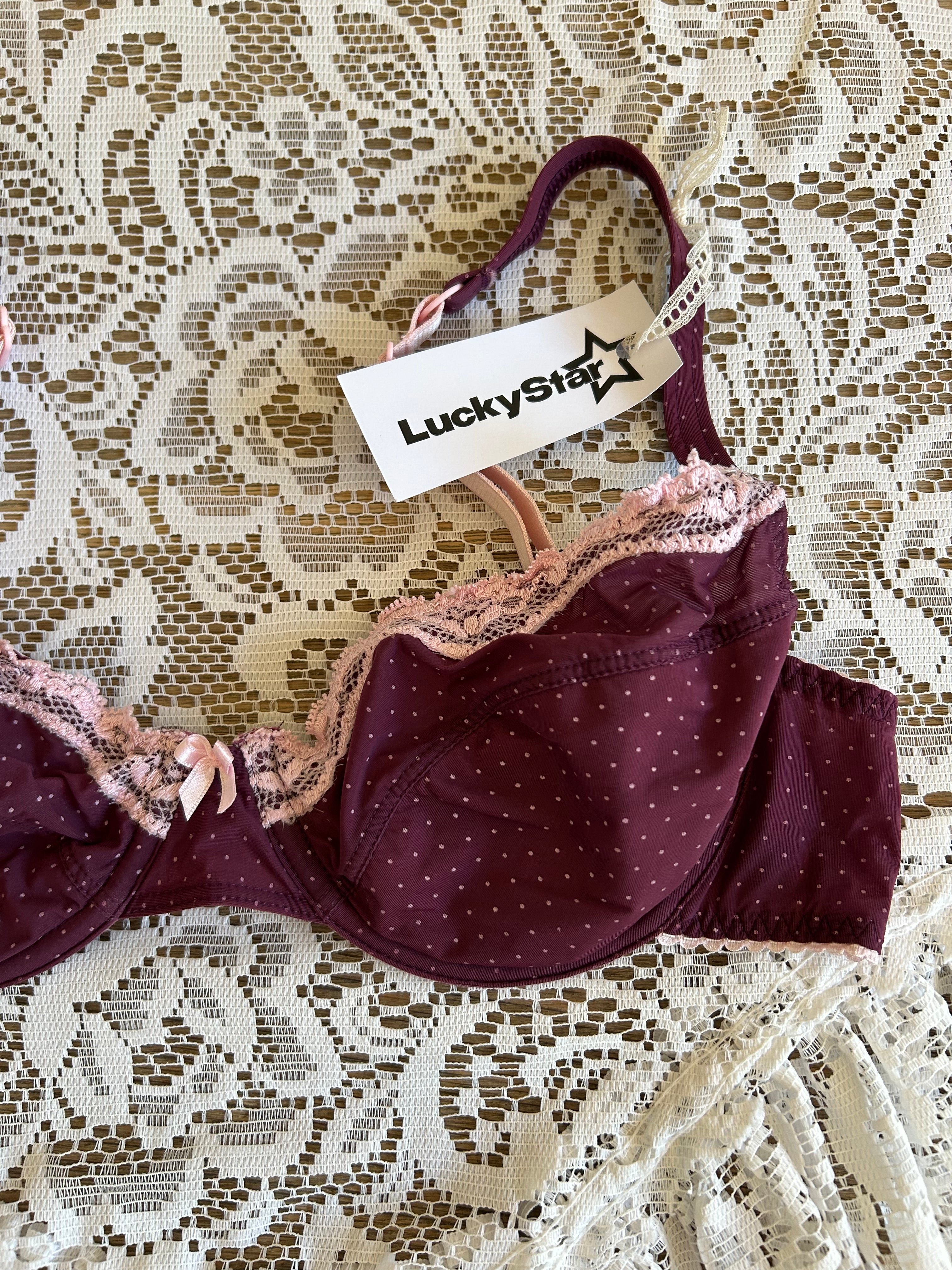 Two Tone Purple and Pink Polka Dot Bra