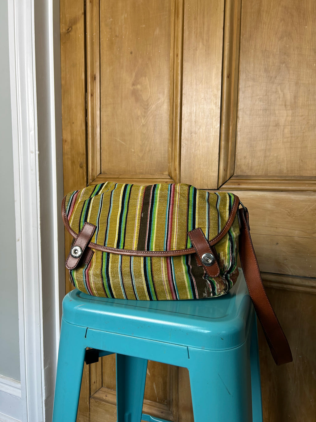 70s style boho striped side bag