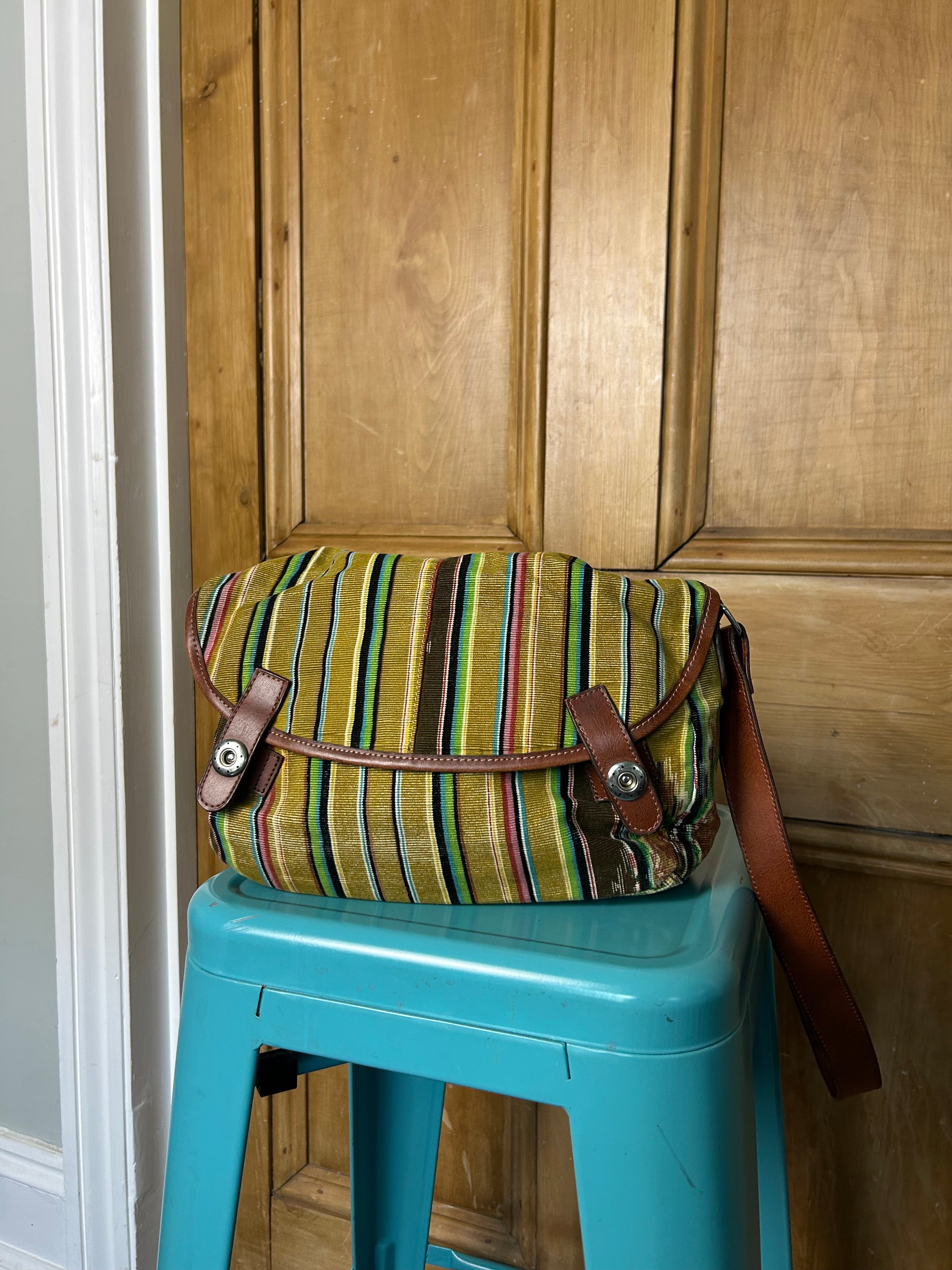 70s style boho striped side bag