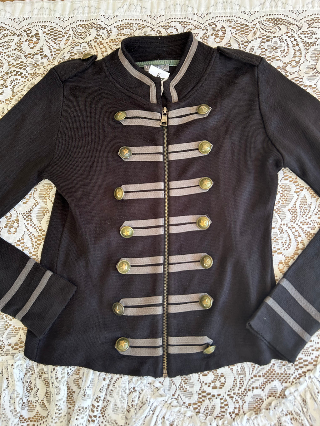 Black Military Zip Up